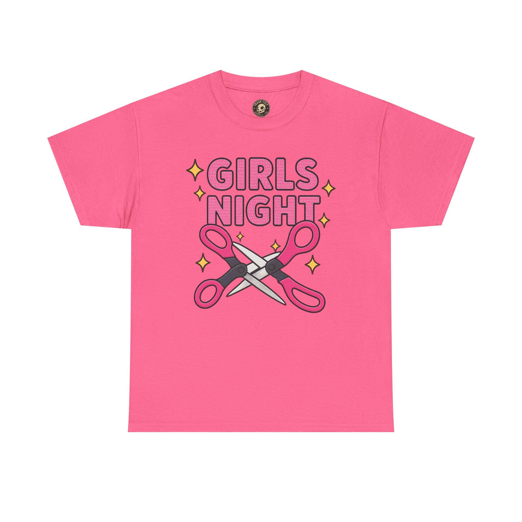 Funny Girls Night Shirt – Lesbian Humor Tee – Pink Scissors Graphic on Gildan 5000