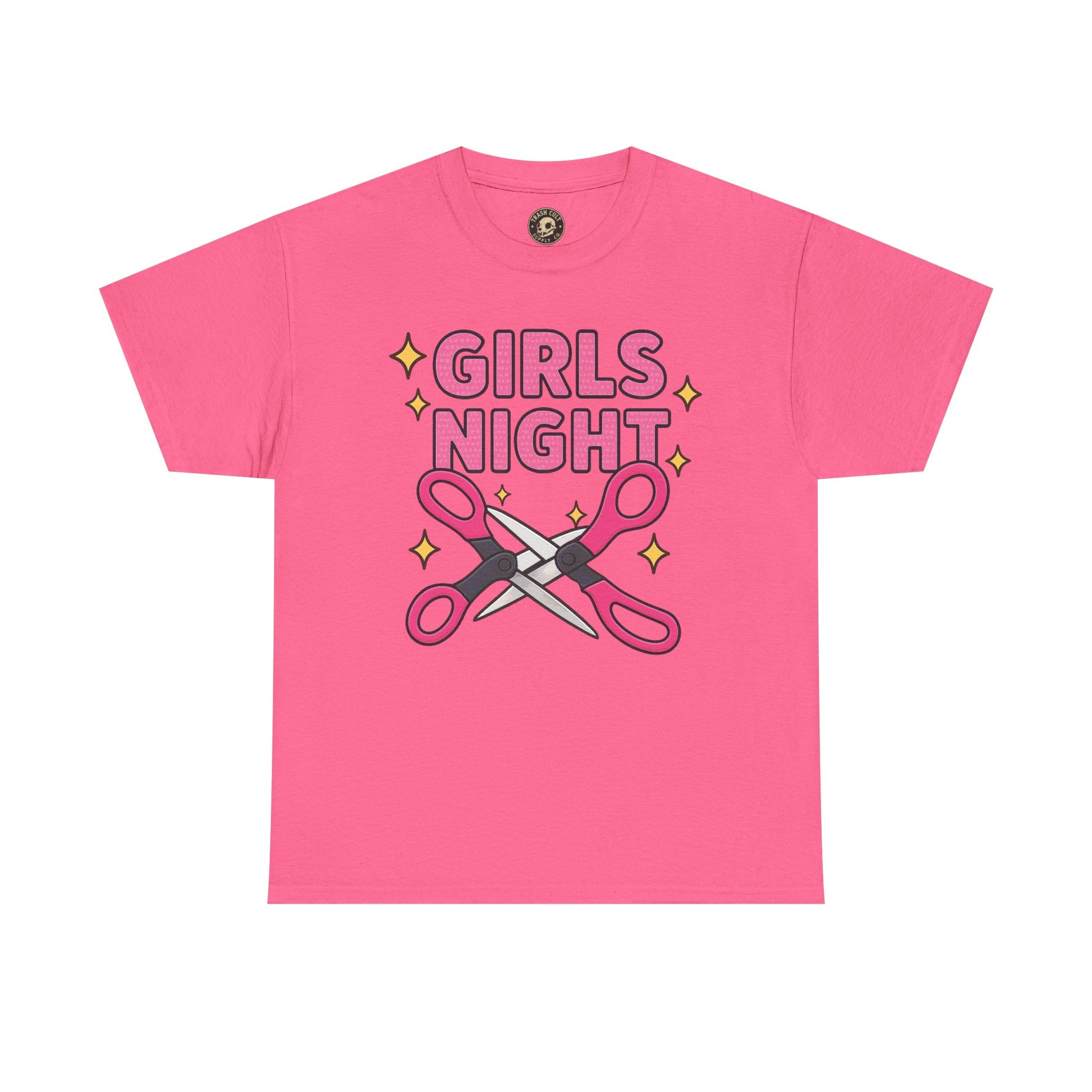 Funny Girls Night Shirt – Lesbian Humor Tee – Pink Scissors Graphic on Gildan 5000