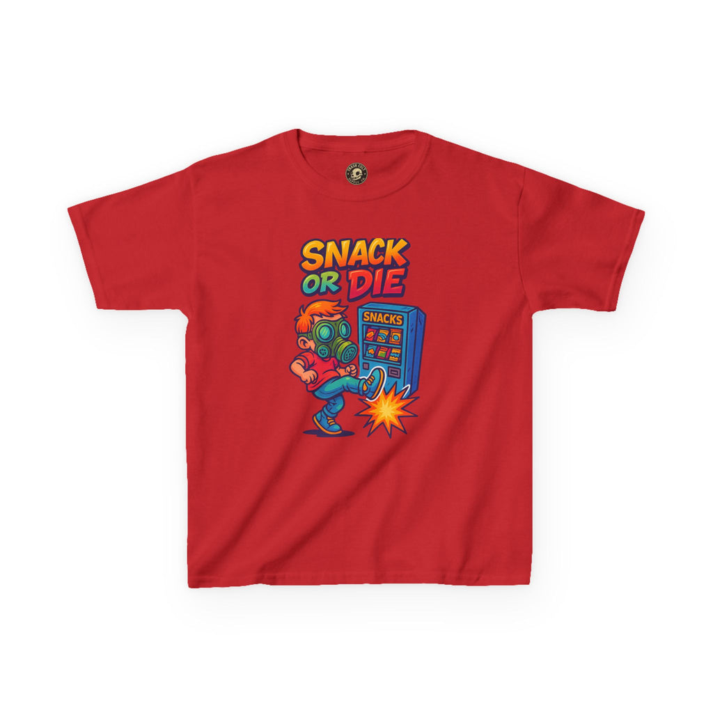 Snack or Die Kids T-Shirt – Funny Retro Gaming Tee for Kids | Playful Cotton Shirt for Snack Lovers