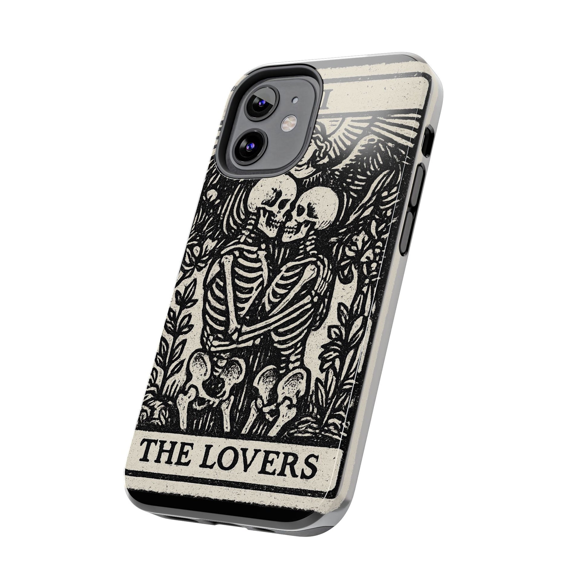 Tough Phone Case with Skeleton Lovers Design, Gothic Phone Cover, Unique Couples Gift, Halloween Accessory, Edgy Tech Design