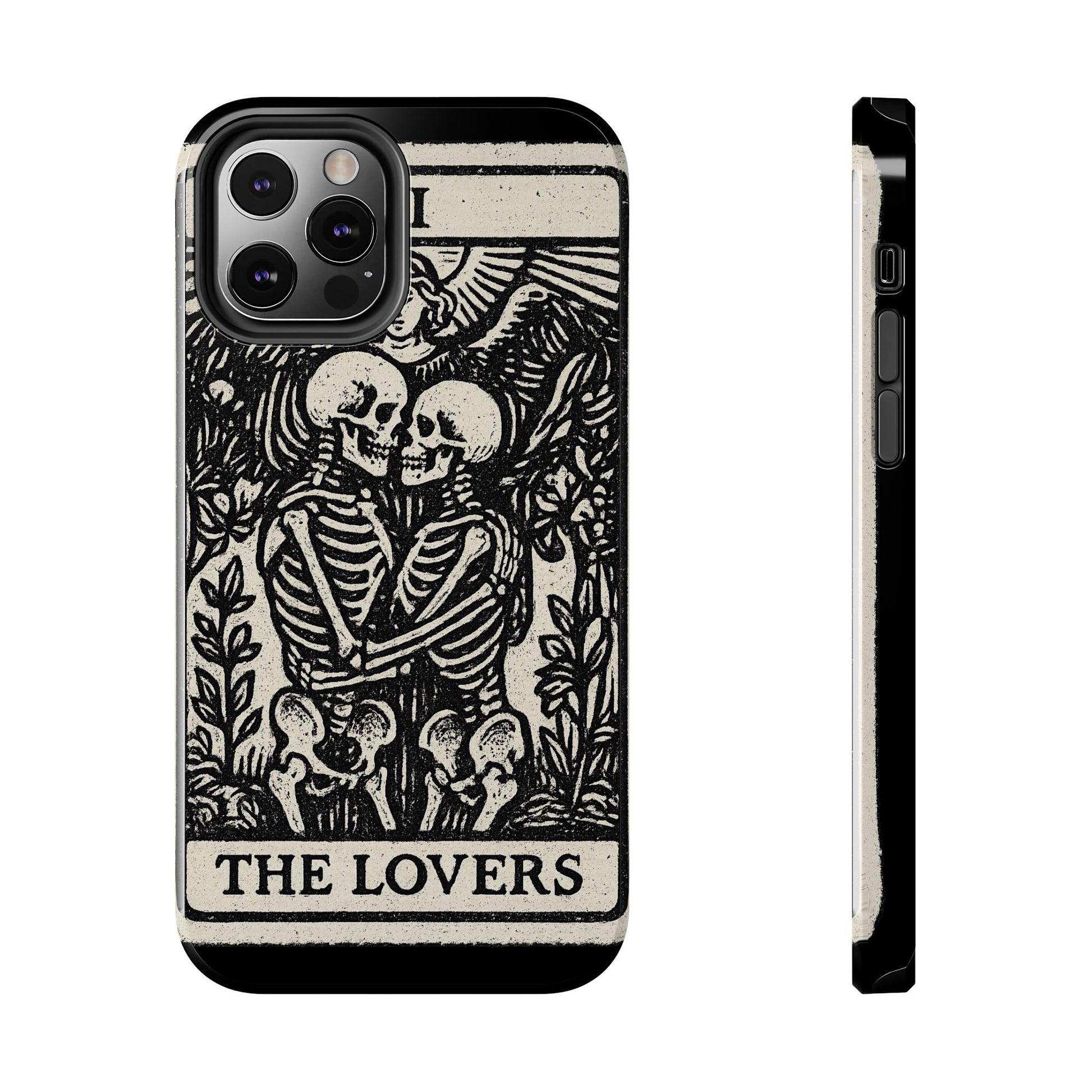 Tough Phone Case with Skeleton Lovers Design, Gothic Phone Cover, Unique Couples Gift, Halloween Accessory, Edgy Tech Design