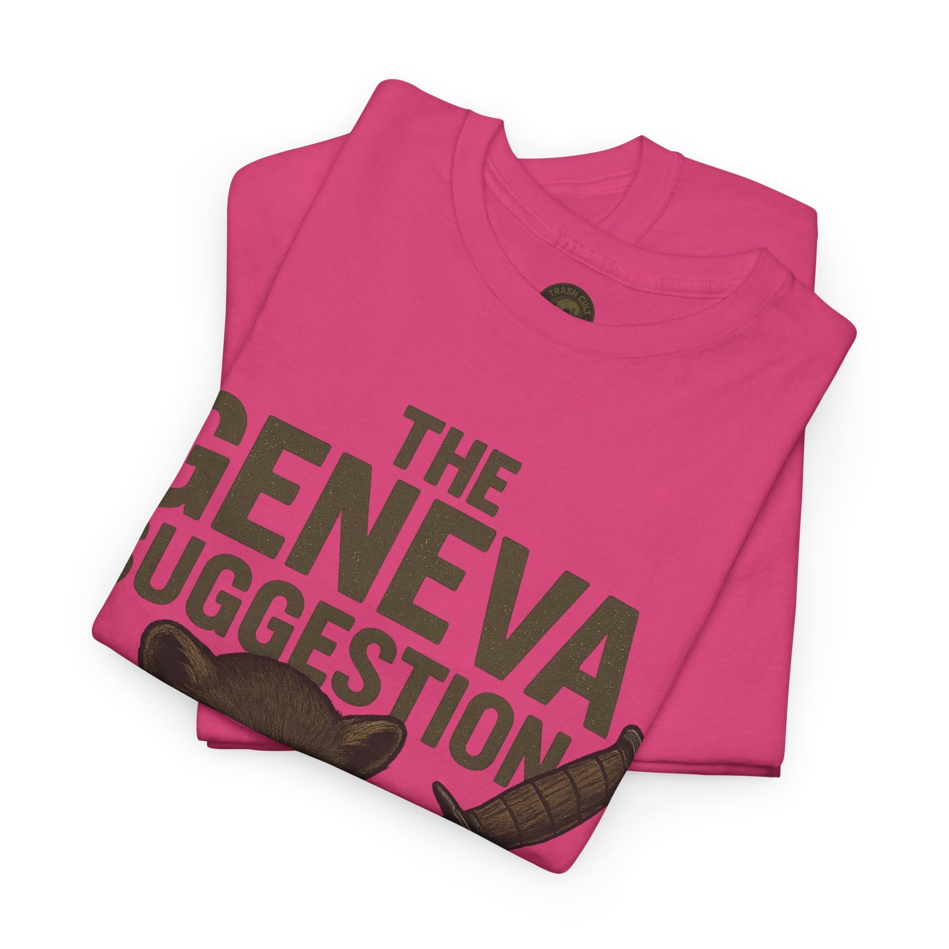 The Geneva Suggestion T-Shirt – Tactical Raccoon Dark Humor Tee | Trash Cult Supply Co. | Gildan 5000