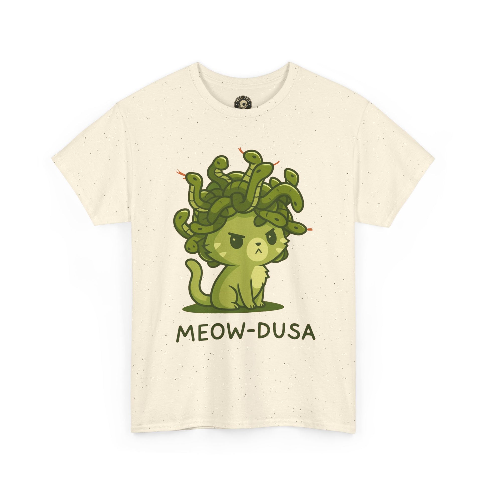 Meow-dusa Funny Cat Medusa T-Shirt – Gildan 5000 Heavy Cotton Tee