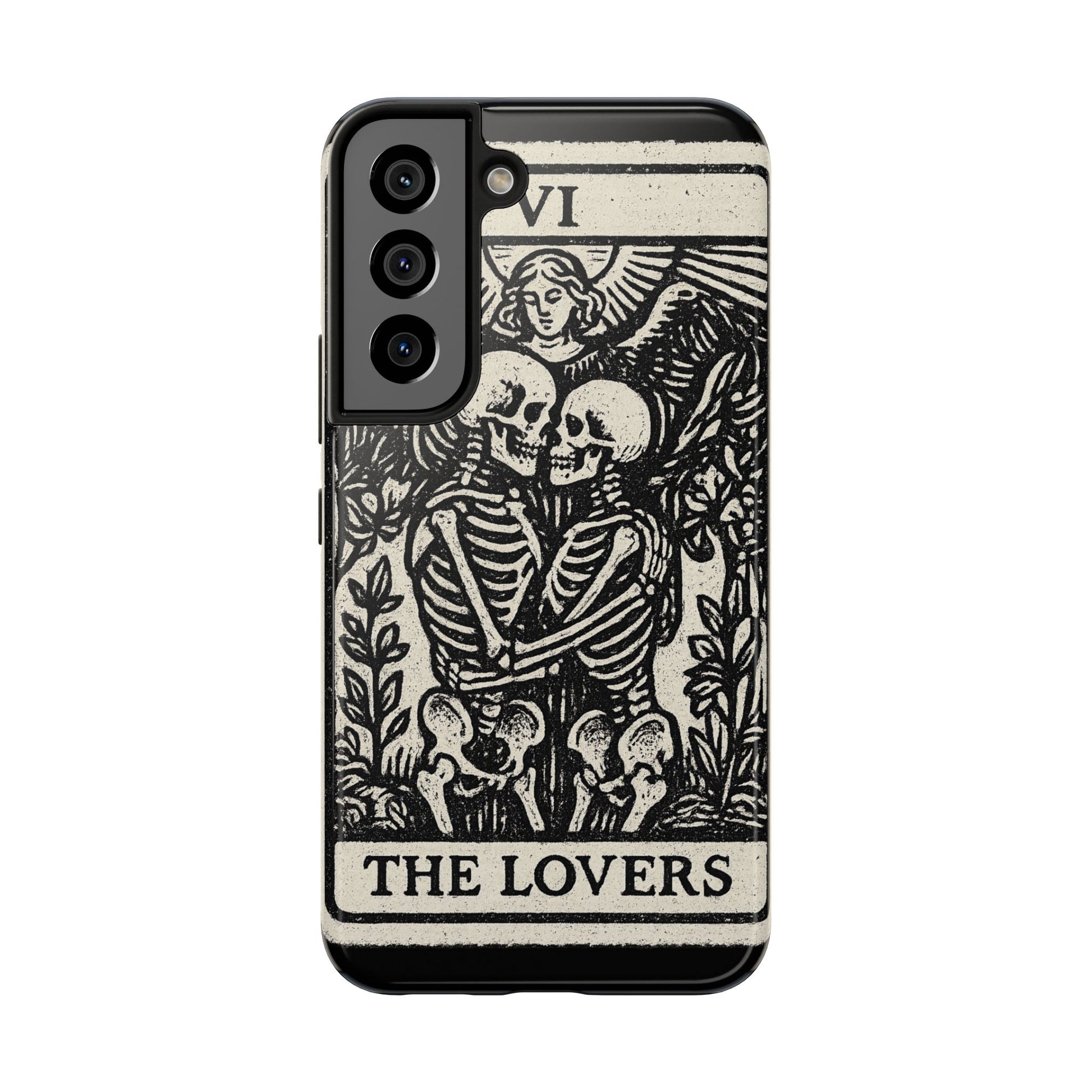 Tough Phone Case with Skeleton Lovers Design, Gothic Phone Cover, Unique Couples Gift, Halloween Accessory, Edgy Tech Design