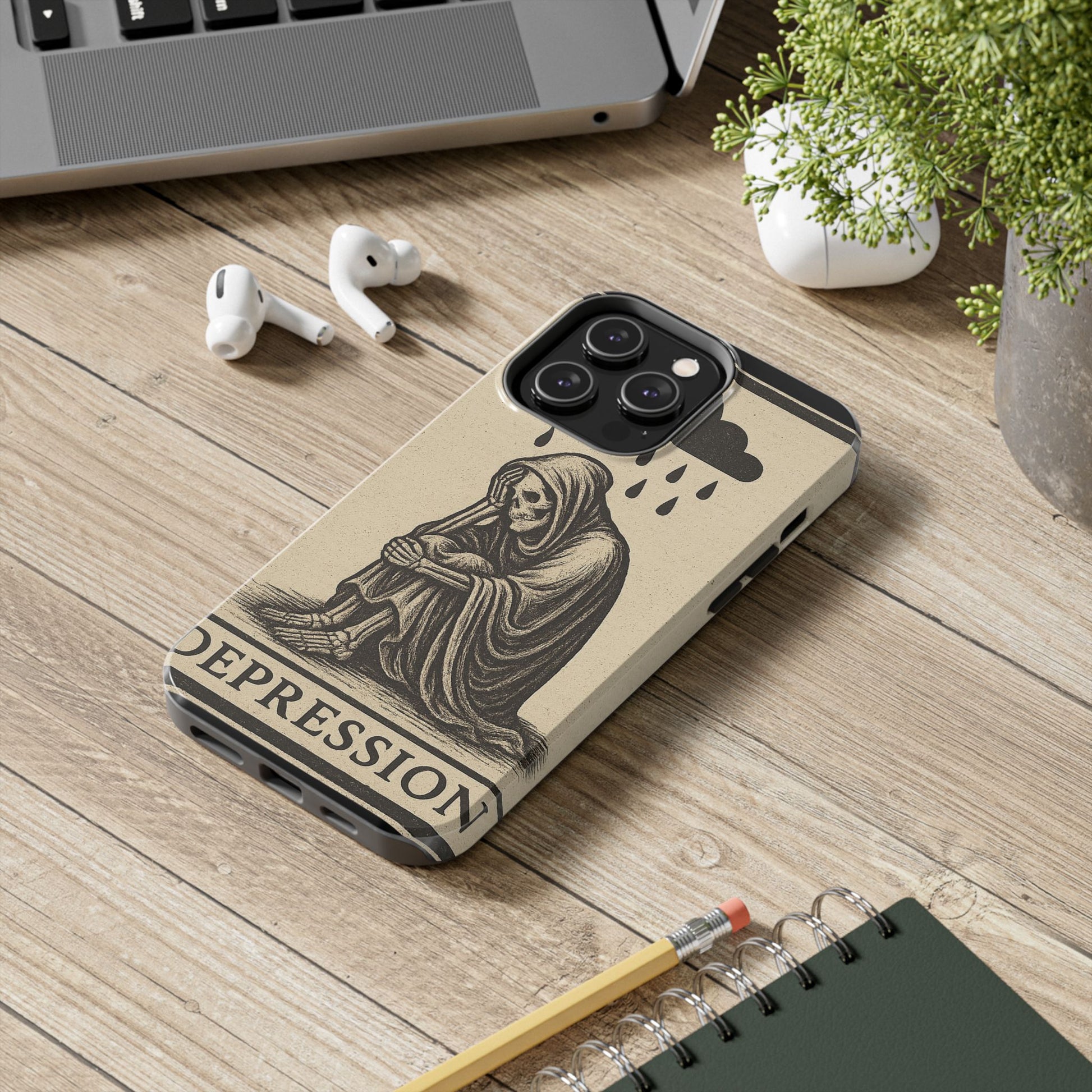 Dark Humor Phone Case, Goth iPhone Cover, Macabre Gift, Depression Art Case, Unique Phone Protector