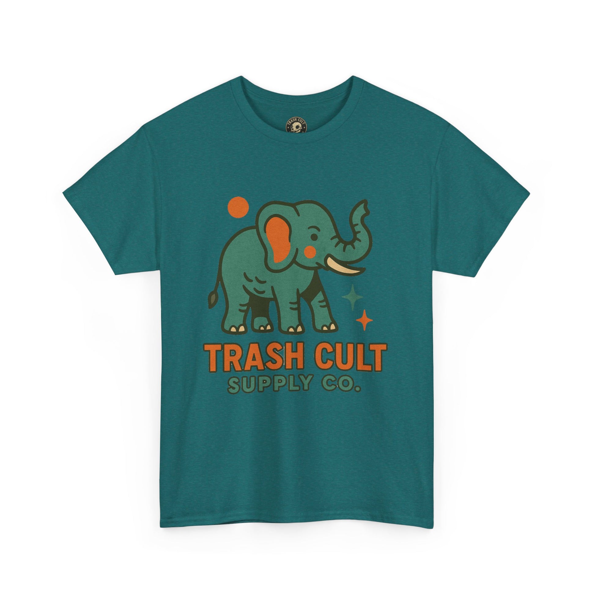 Trash Cult Elephant Unisex Heavy Cotton Tee, Eco-Friendly Shirt, Cool Casual Tee, Gift for Animal Lovers, Vintage Style T-Shirt