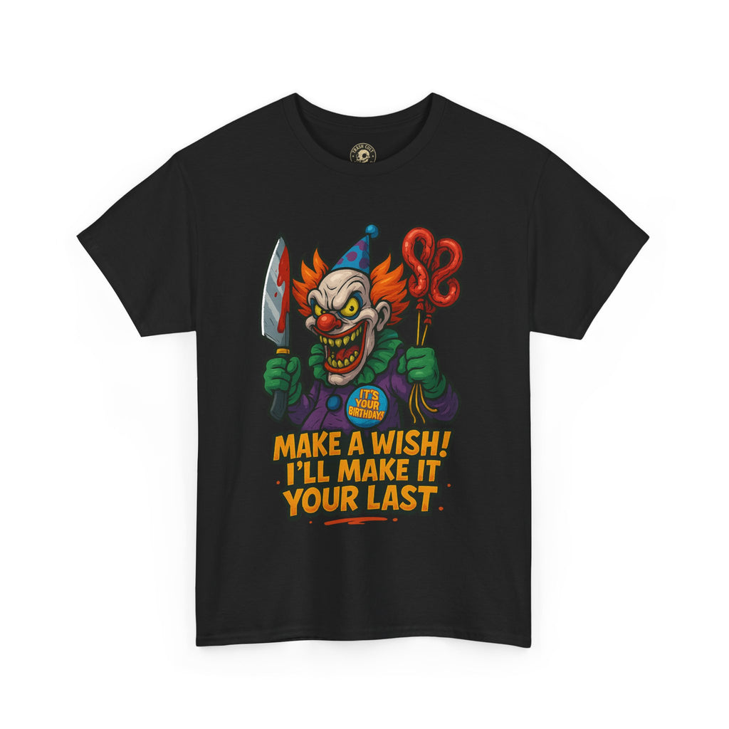 Creepy Clown Tee - Halloween Costume Shirt, Unisex Heavy Cotton Tee, Spooky Graphic Tee, Gag Gift, Horror Fan Apparel