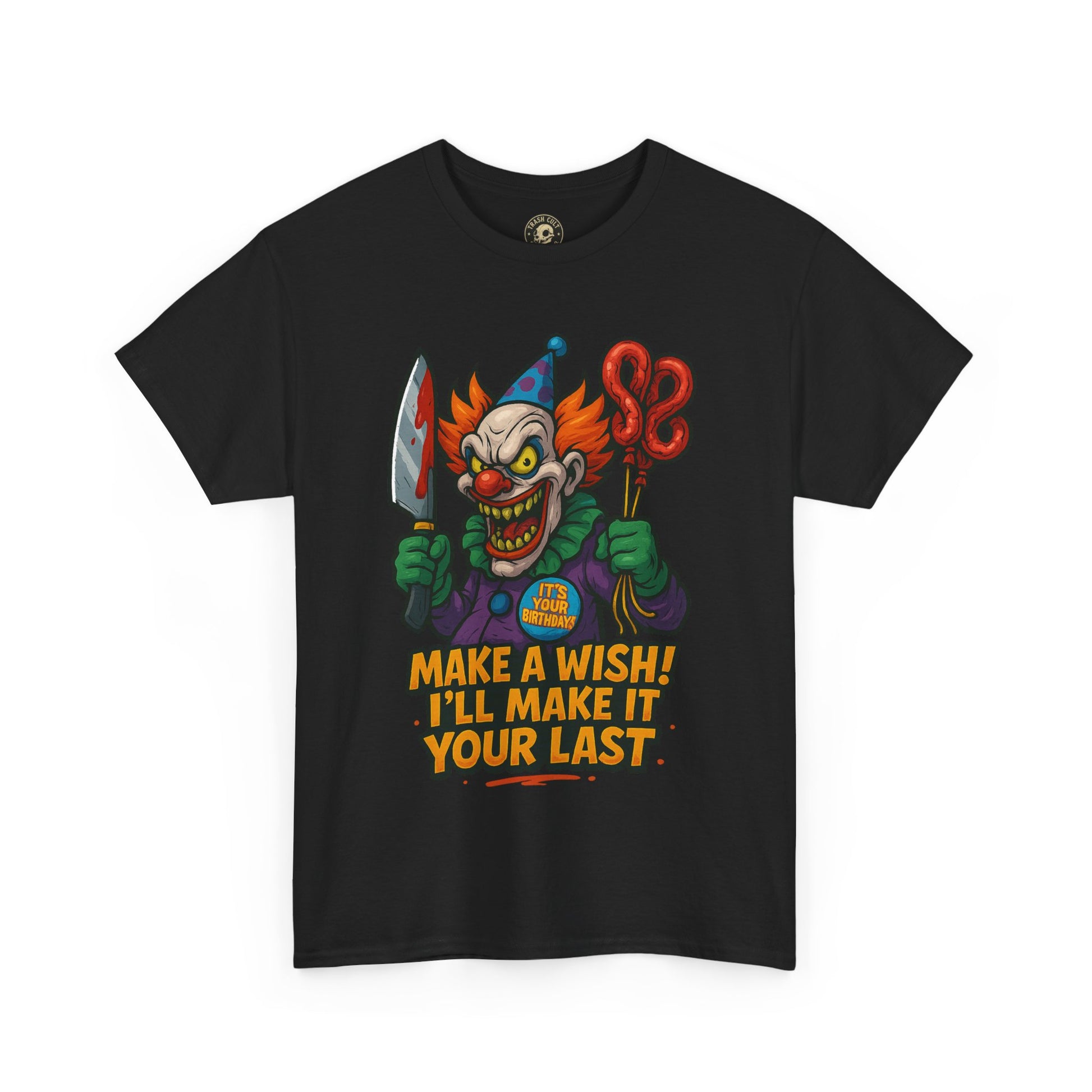 Creepy Clown Tee - Halloween Costume Shirt, Unisex Heavy Cotton Tee, Spooky Graphic Tee, Gag Gift, Horror Fan Apparel