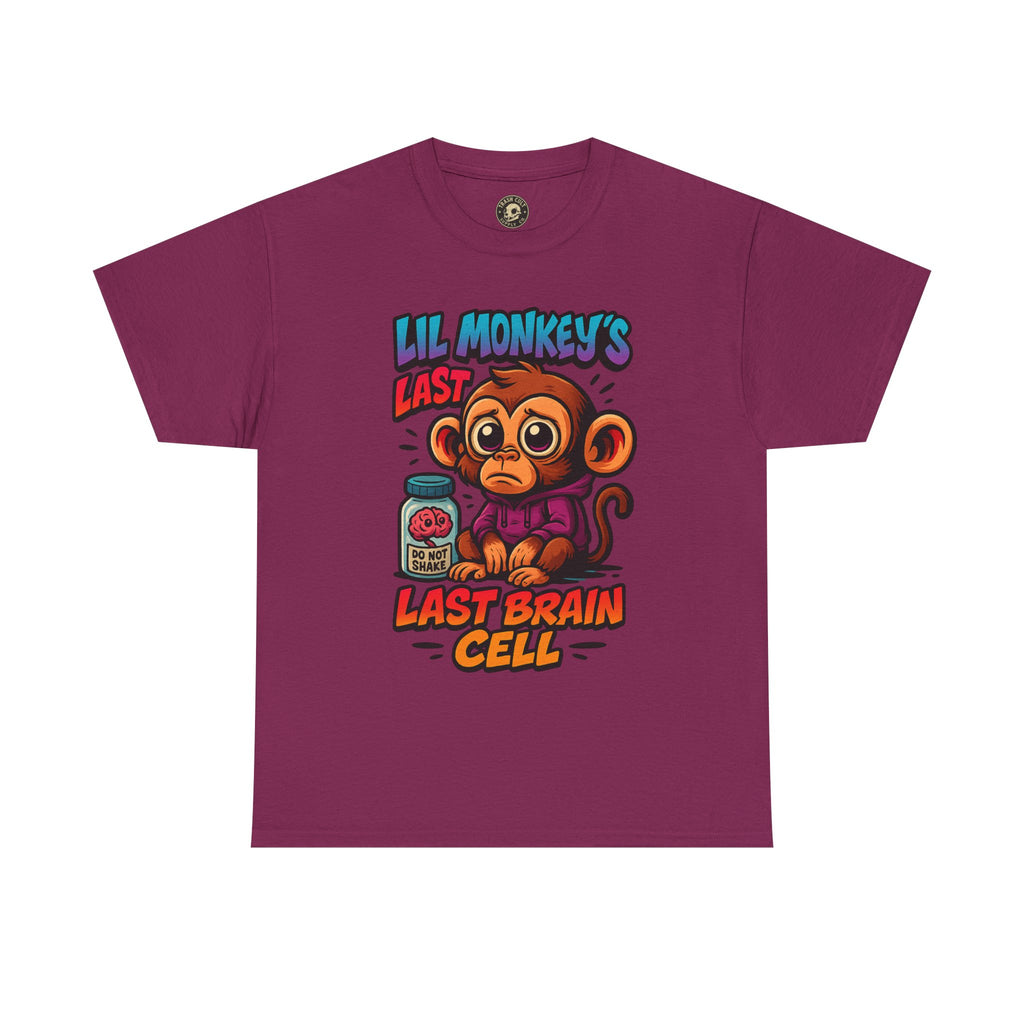 Lil Monkey’s Last Brain Cell Tee – Funny ADHD Cartoon Shirt – Gildan Heavy Cotton