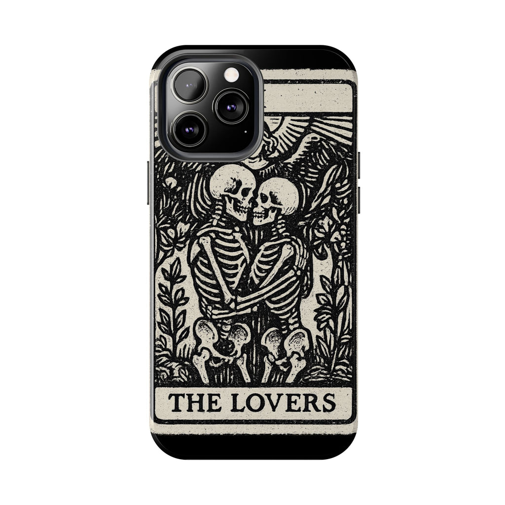 Tough Phone Case with Skeleton Lovers Design, Gothic Phone Cover, Unique Couples Gift, Halloween Accessory, Edgy Tech Design