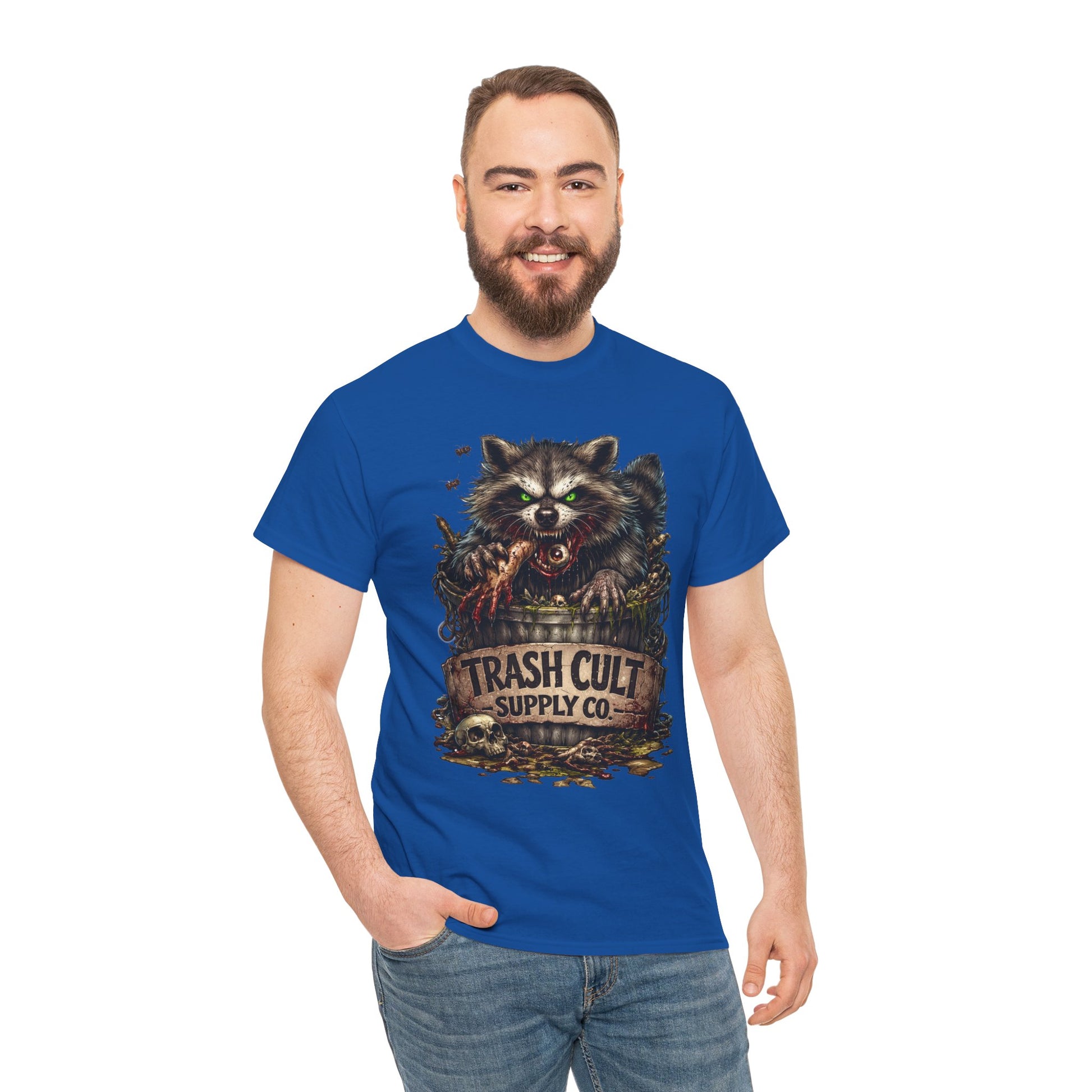 Raccoon 'Trash Cult Supply Co.' Graphic Tee — Vintage Grunge Animal Streetwear