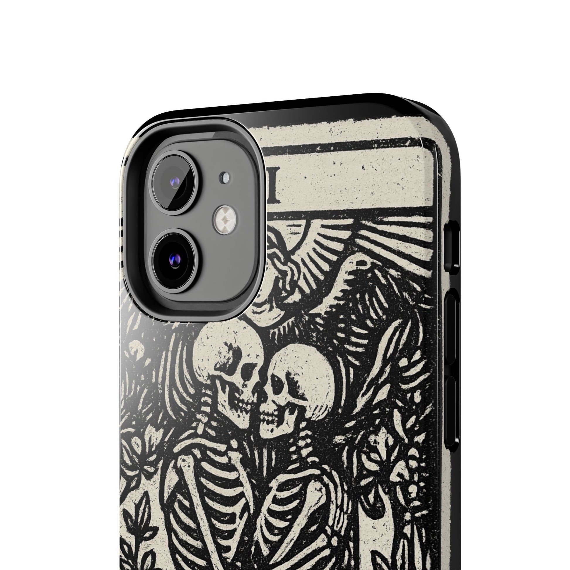 Tough Phone Case with Skeleton Lovers Design, Gothic Phone Cover, Unique Couples Gift, Halloween Accessory, Edgy Tech Design
