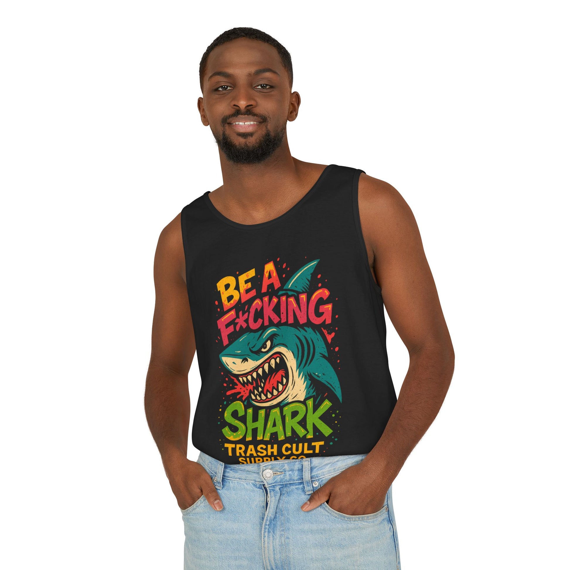 Be a F*cking Shark Tank Top | Fun Summer Shirt, Unique Graphic Tank, Great for Beach Days, Casual Wear, Gifts for Shark Lovers