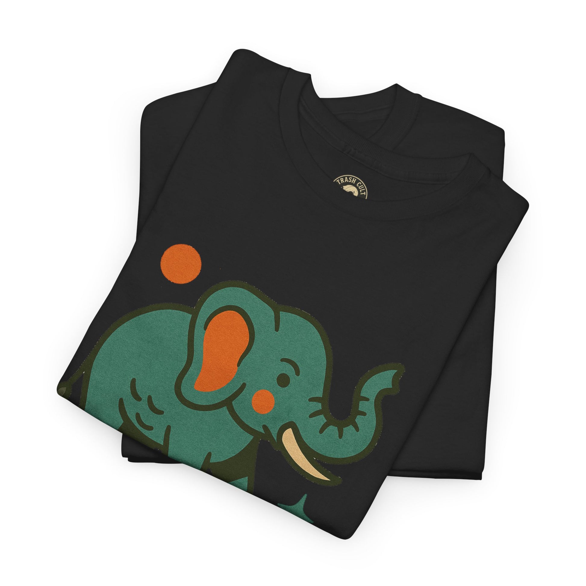 Trash Cult Elephant Unisex Heavy Cotton Tee, Eco-Friendly Shirt, Cool Casual Tee, Gift for Animal Lovers, Vintage Style T-Shirt