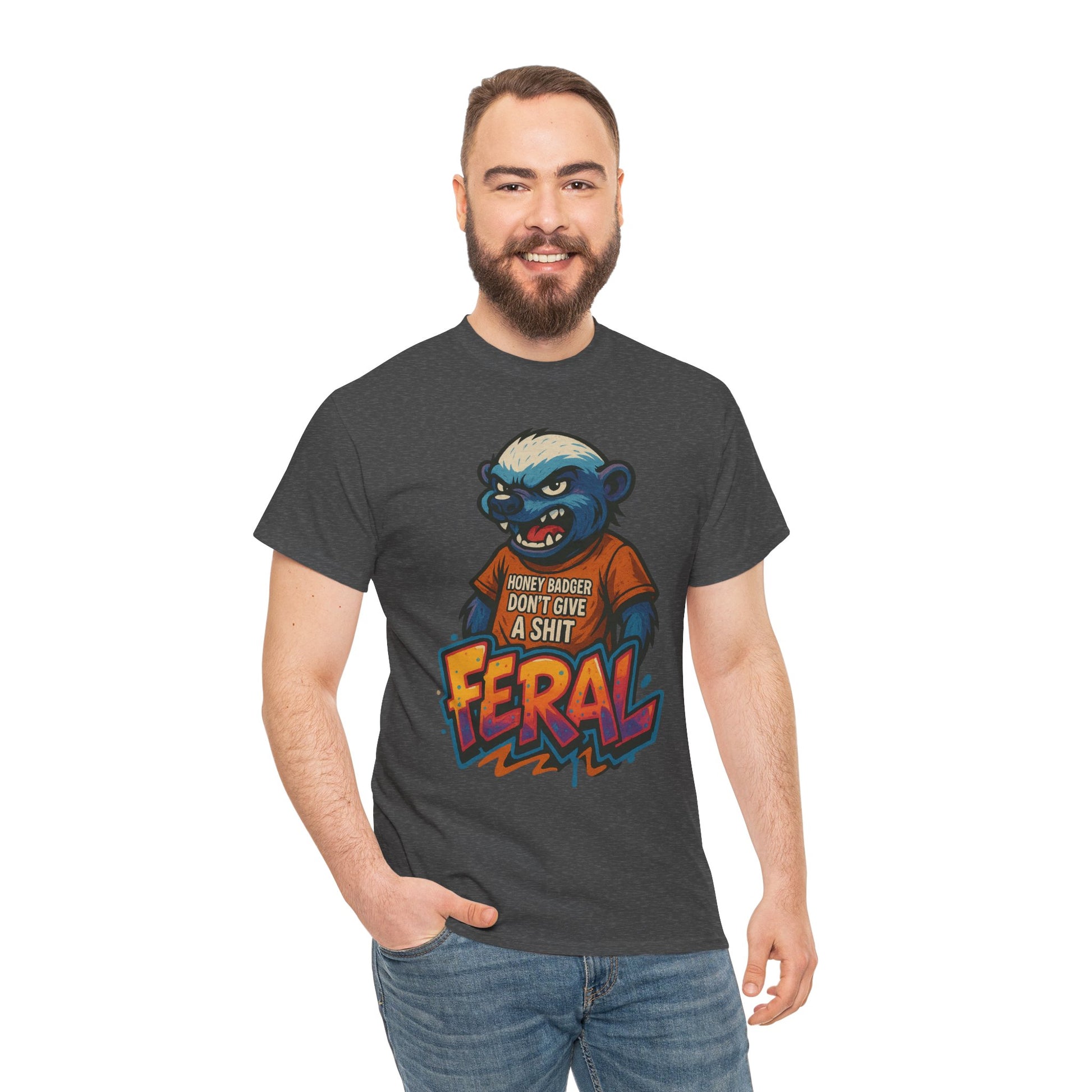 Feral Graphic Tee, Unisex Heavy Cotton T-Shirt for Casual Wear, Gift for Animal Lovers, Unique Streetwear, Funny Graphic Shirt