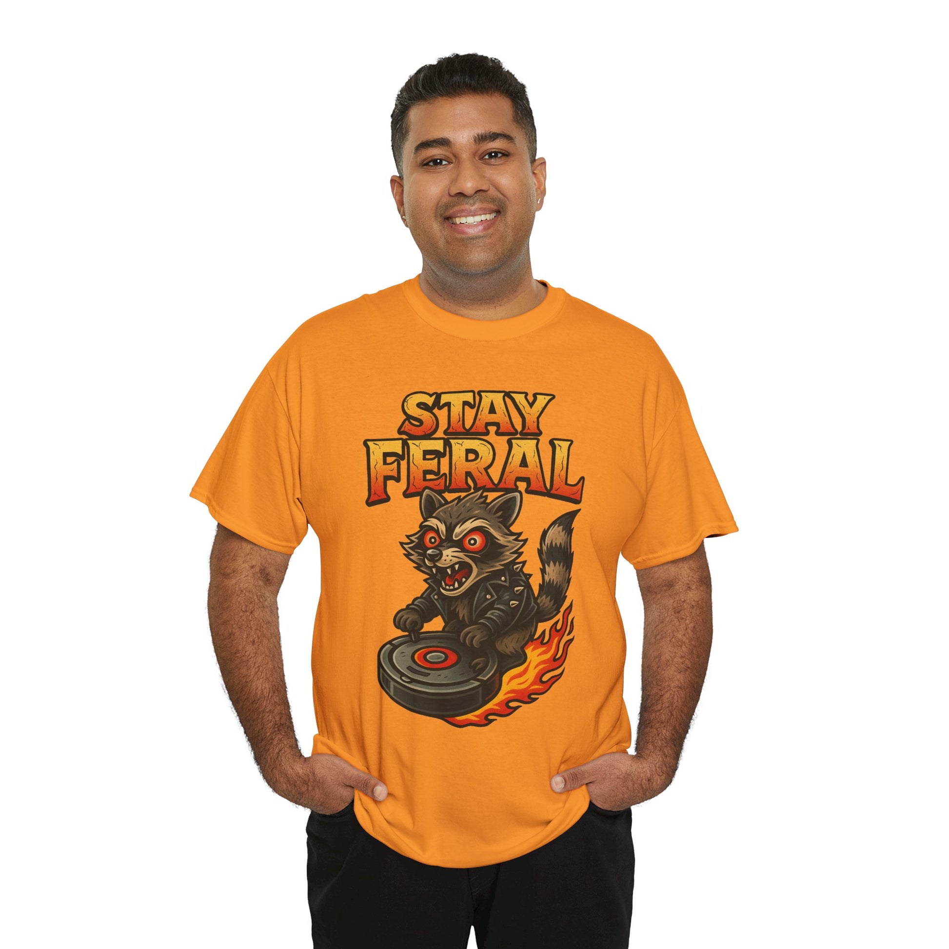 Stay Feral Roomba Raccoon T-Shirt – Bold New School Tattoo Style | Trash Cult Supply Co
