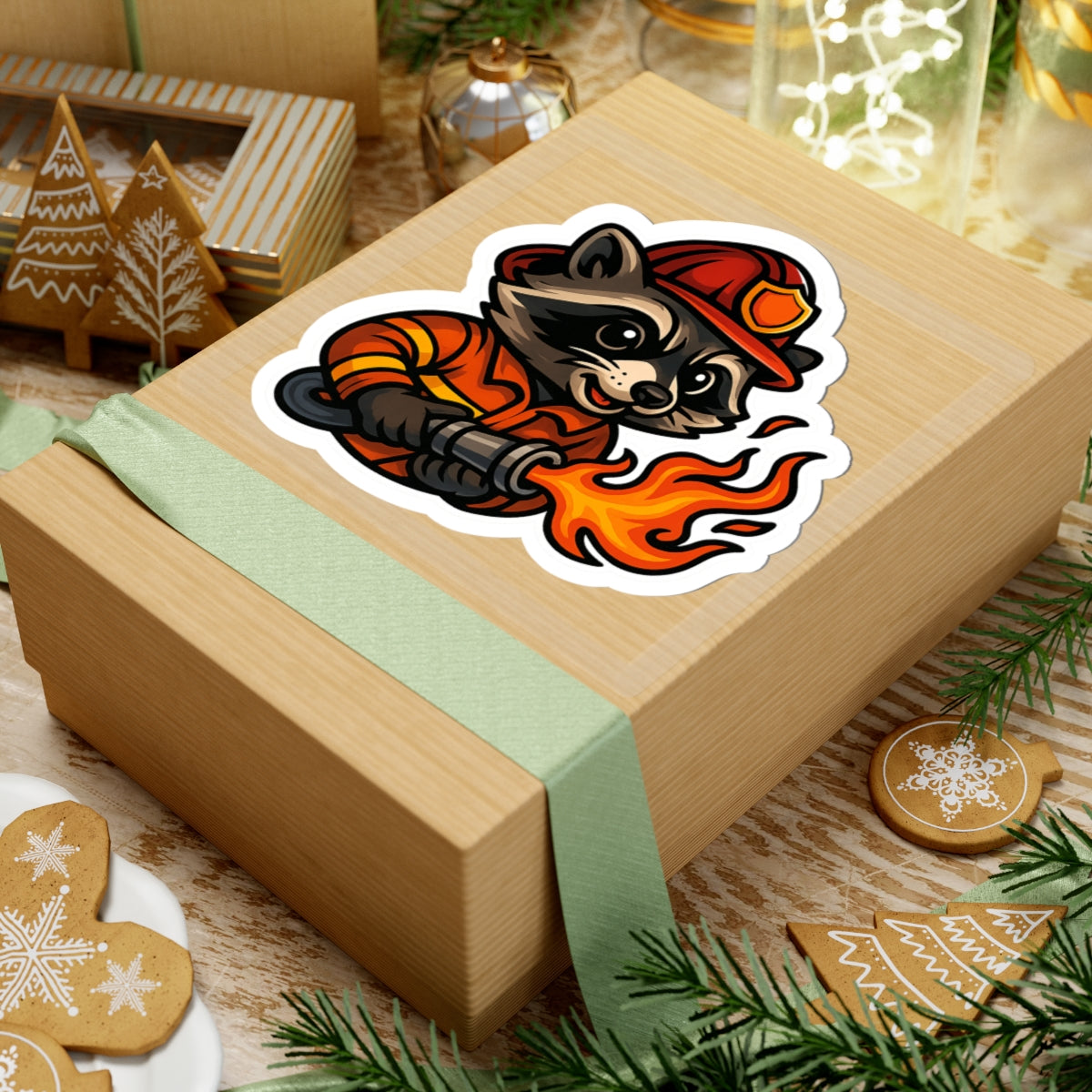 Cute Firefighter Raccoon Stickers | Fun Decals for Kids, Firefighter Gifts, Laptop Decor, Children's Room Decor