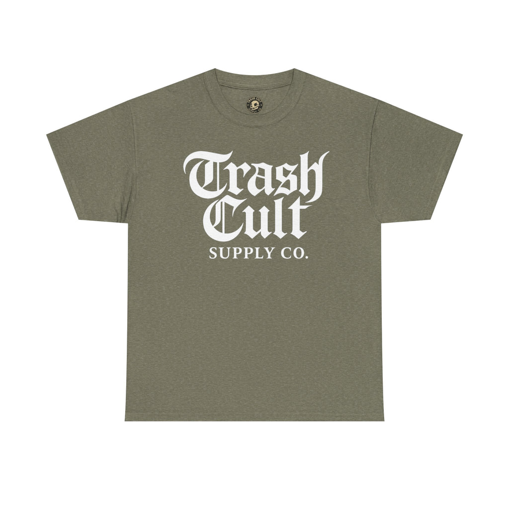Trash Cult Gothic Logo Shirt – White Cyber Gothic Print on Gildan 5000