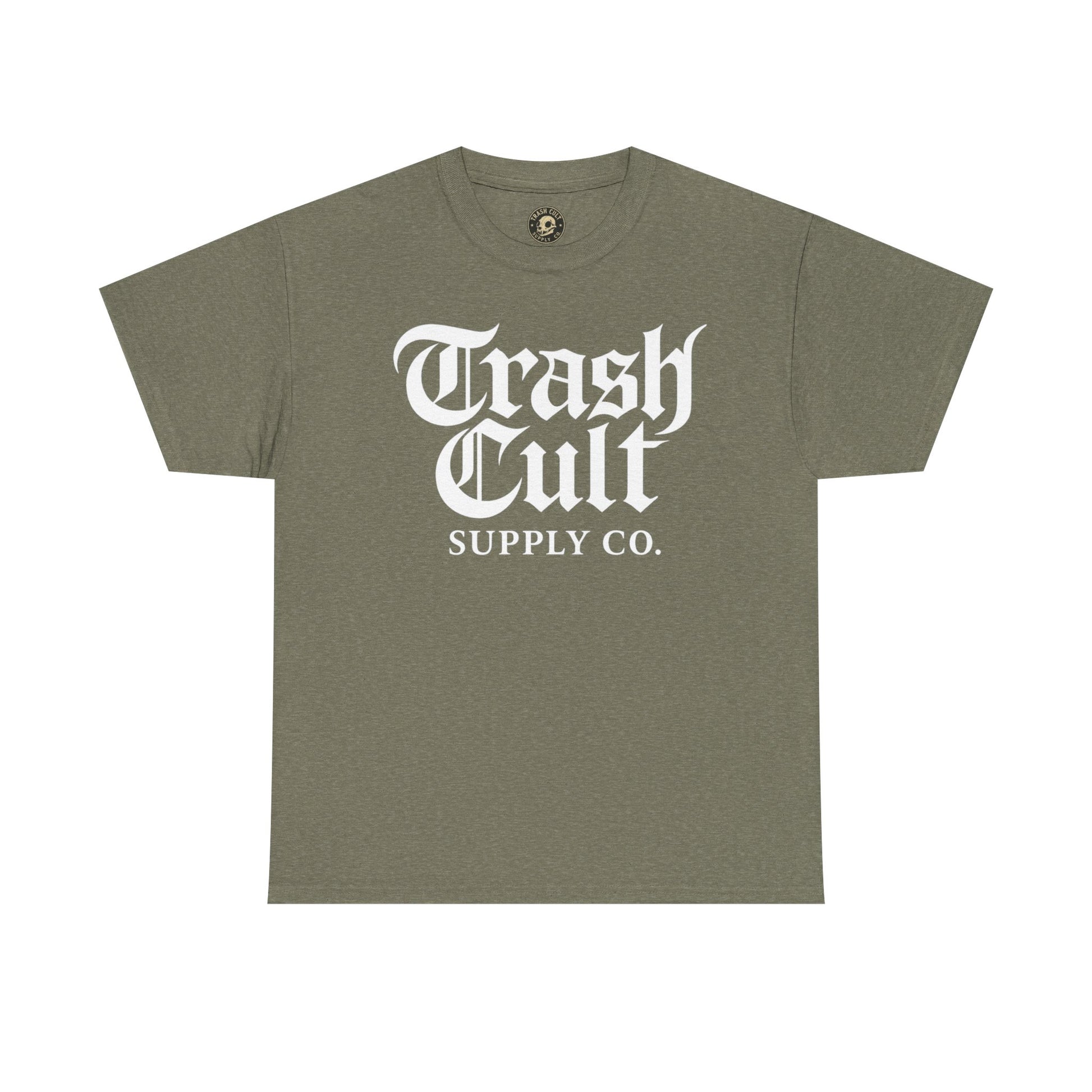 Trash Cult Gothic Logo Shirt – White Cyber Gothic Print on Gildan 5000