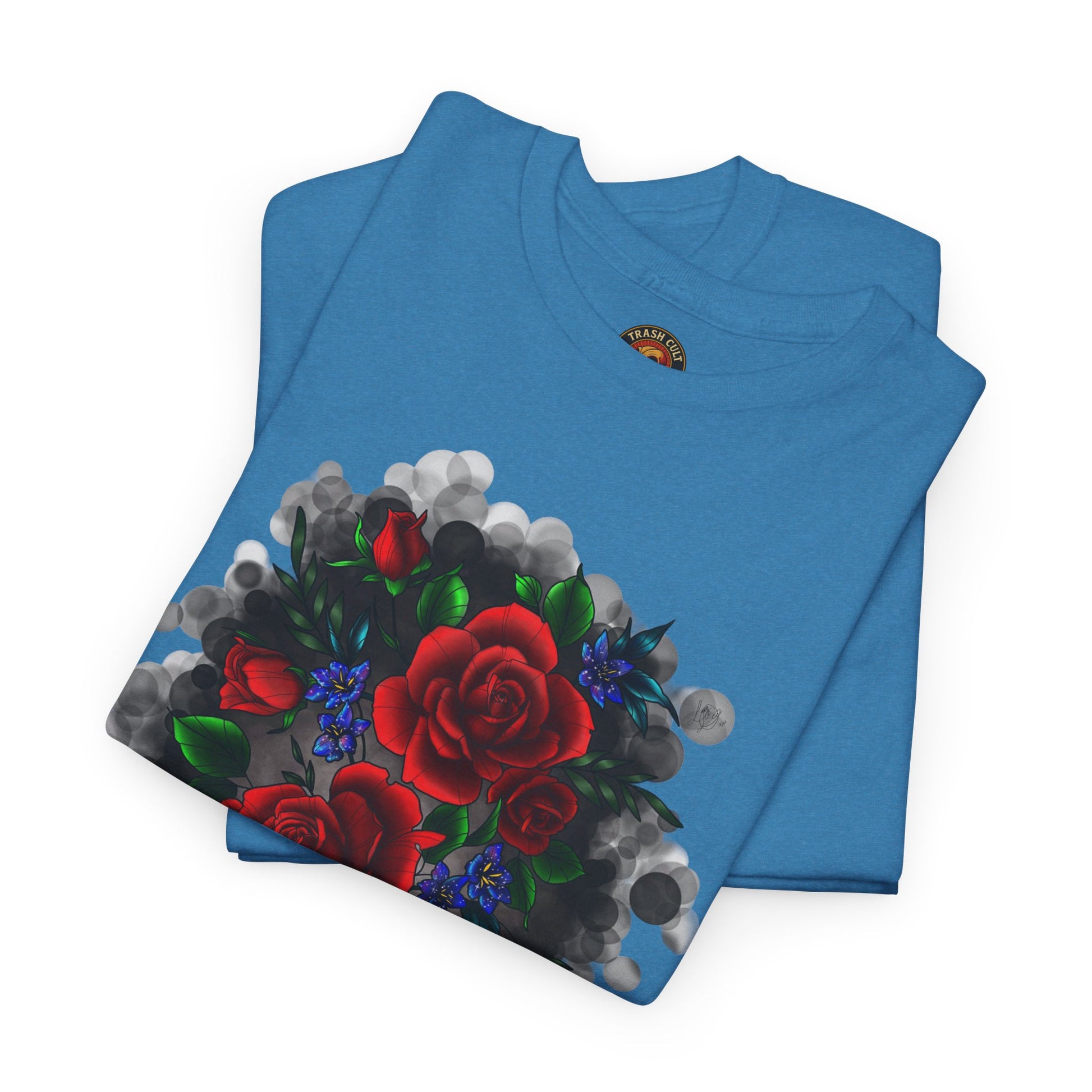 Floral Smoke Tattoo T-Shirt – Lara Davenport x Trash Cult Supply Co. Collab (Gildan 5000)