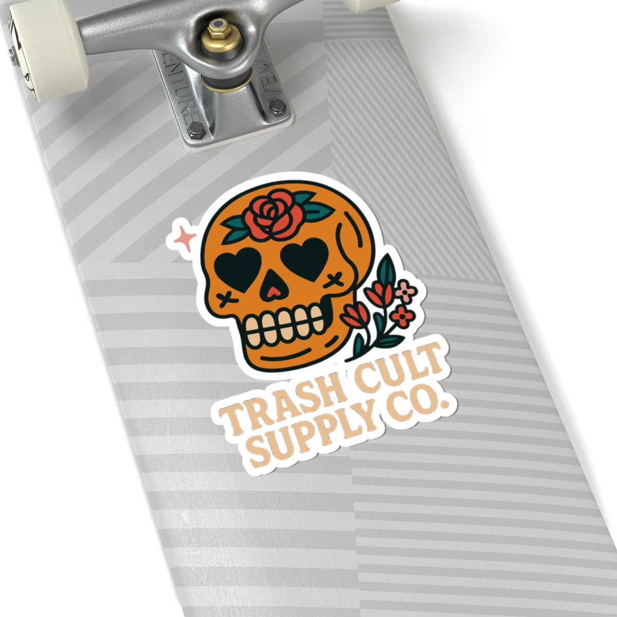 Eye-Catching Kiss-Cut Stickers for Unique Decor, Laptop, Water Bottles, Gifts, Trash Cult Supply Co. Skull Design