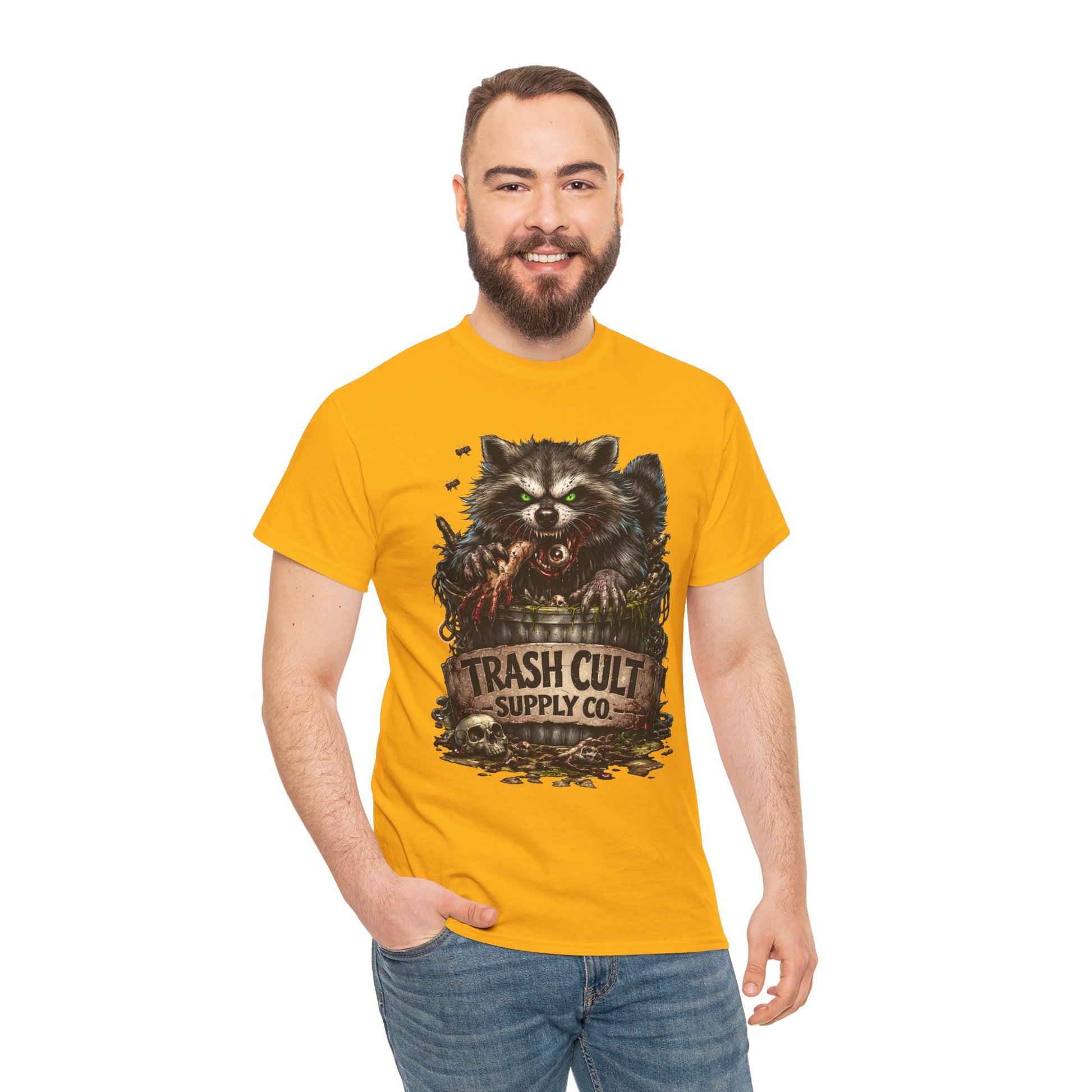 Raccoon 'Trash Cult Supply Co.' Graphic Tee — Vintage Grunge Animal Streetwear