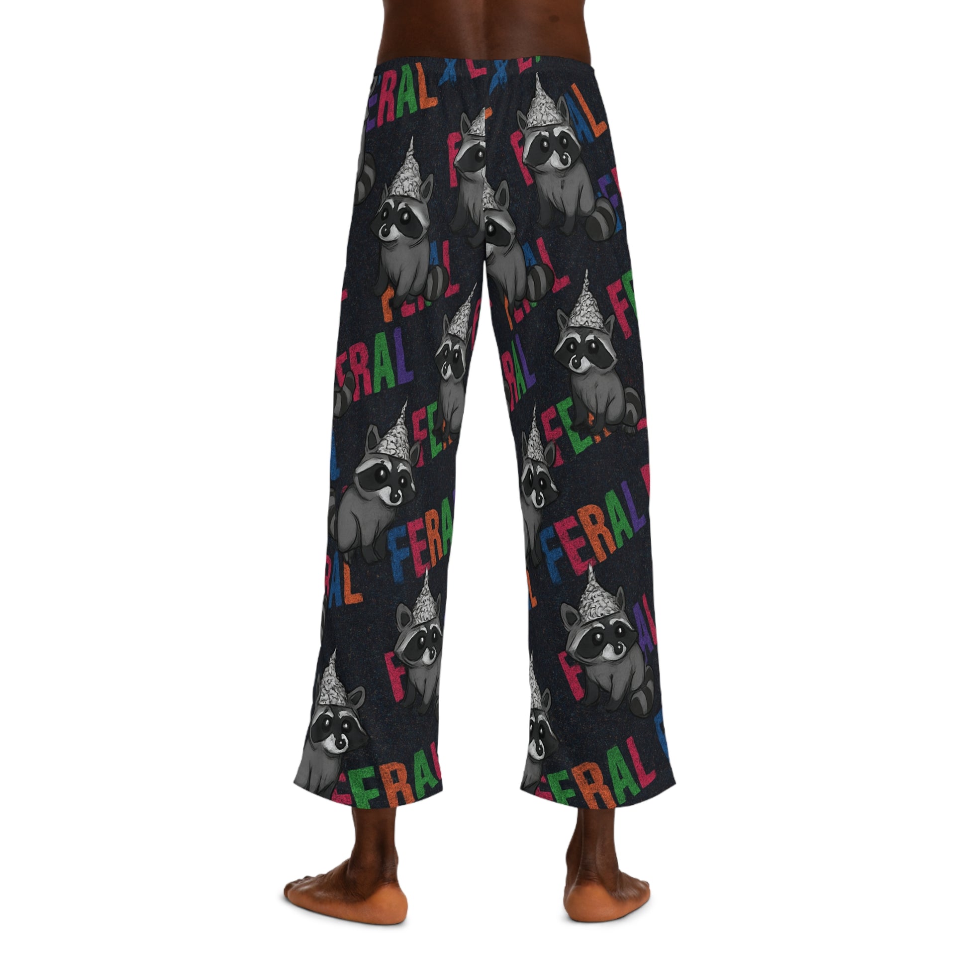 Feral Raccoon Men's Pajama Pants, Comfy Lounge Pants for Cozy Nights, Cute Sleepwear, Fun Gift for Animal Lovers, Perfect for Relaxing