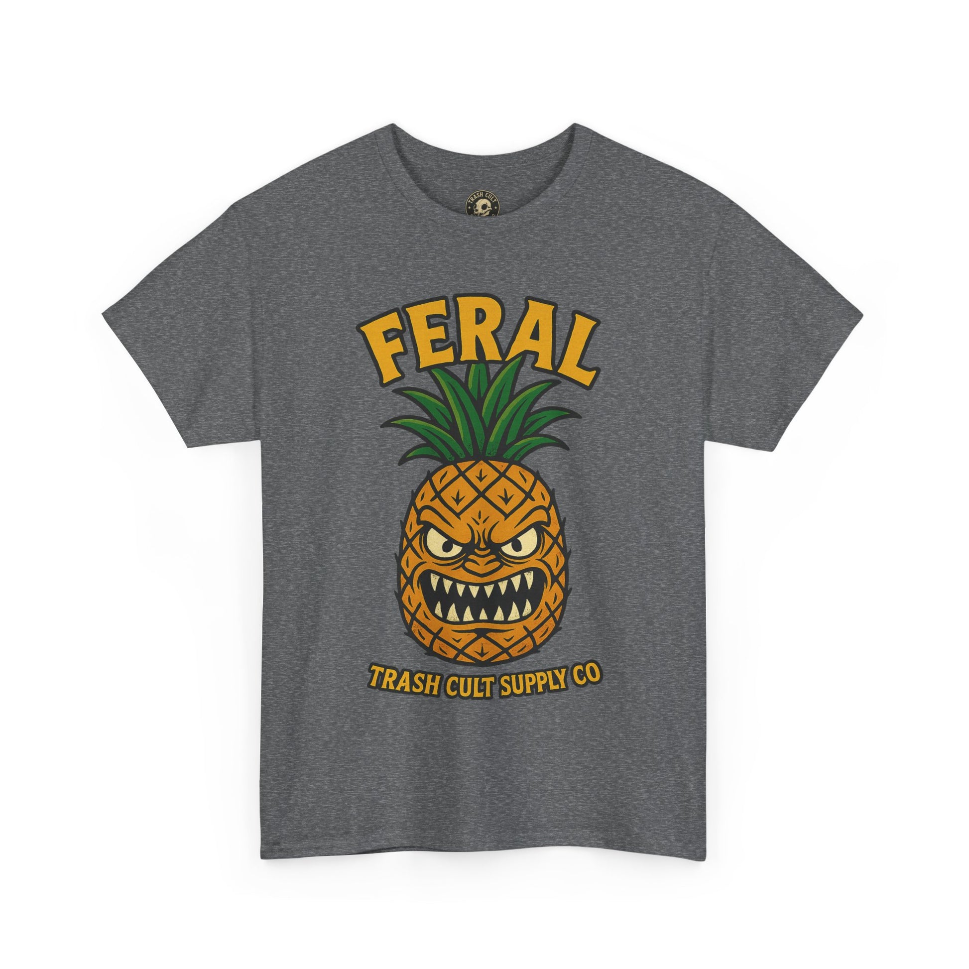 Feral Evil Pineapple Shirt – Aggressive Fruit Trashcore Tee – Gildan 5000 Unisex
