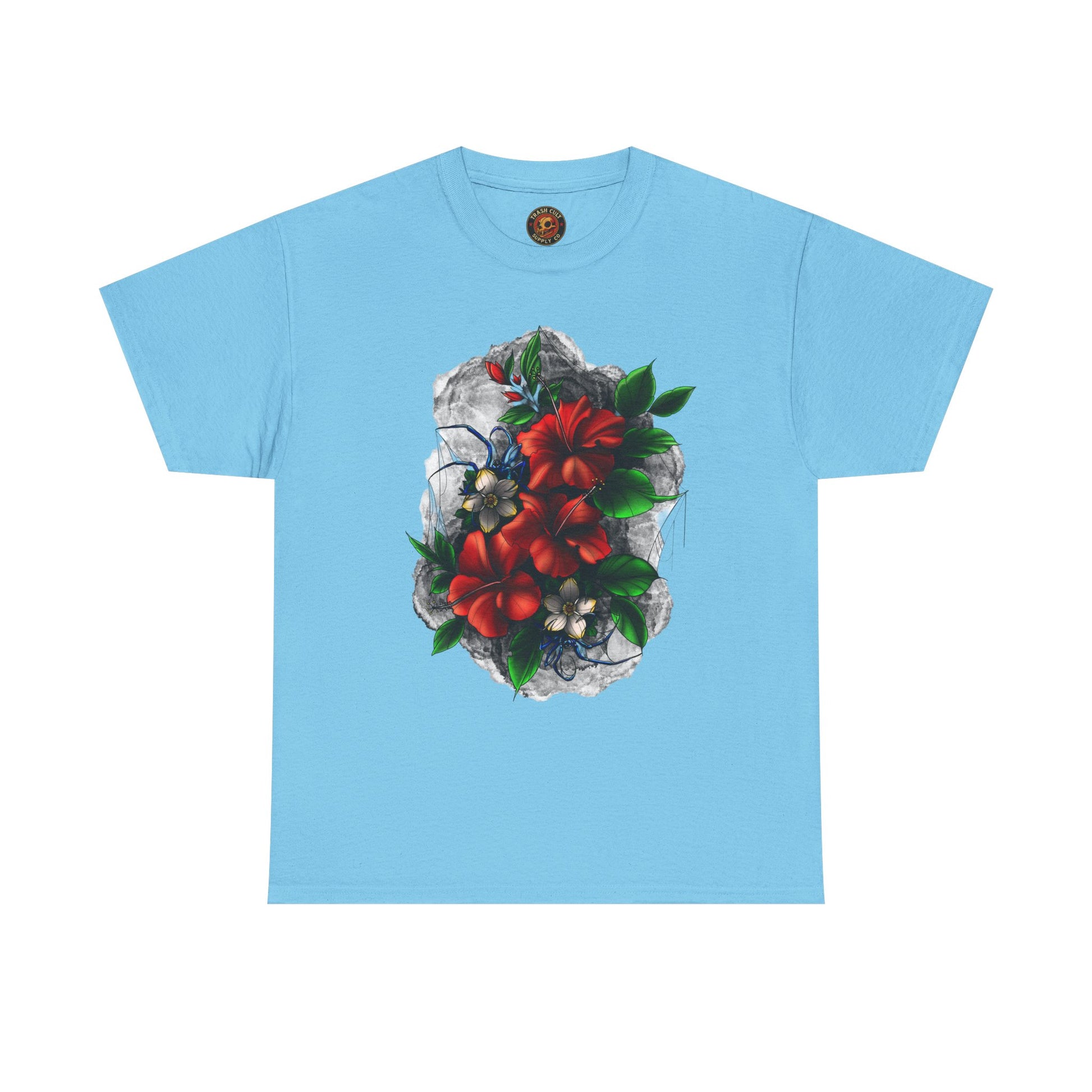 Crimson Bloom Tattoo T-Shirt – Lara Davenport x Trash Cult Supply Co. Collab (Gildan 5000)