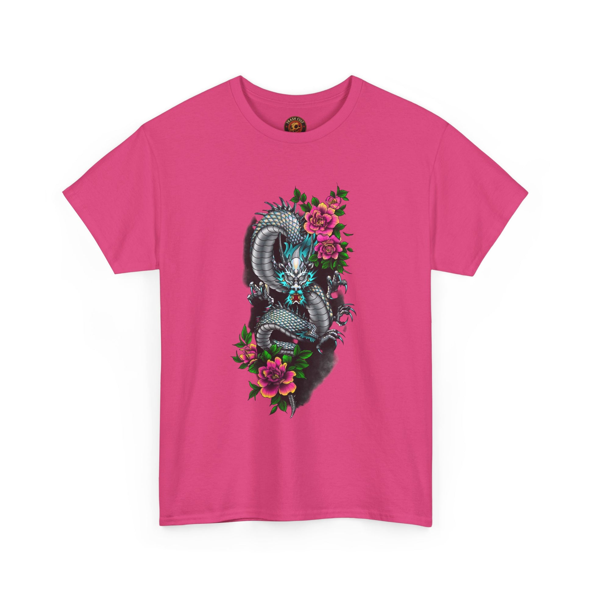 Mythic Dragon & Peonies Tattoo T-Shirt – Lara Davenport x Trash Cult Supply Co. Collab (Gildan 5000)