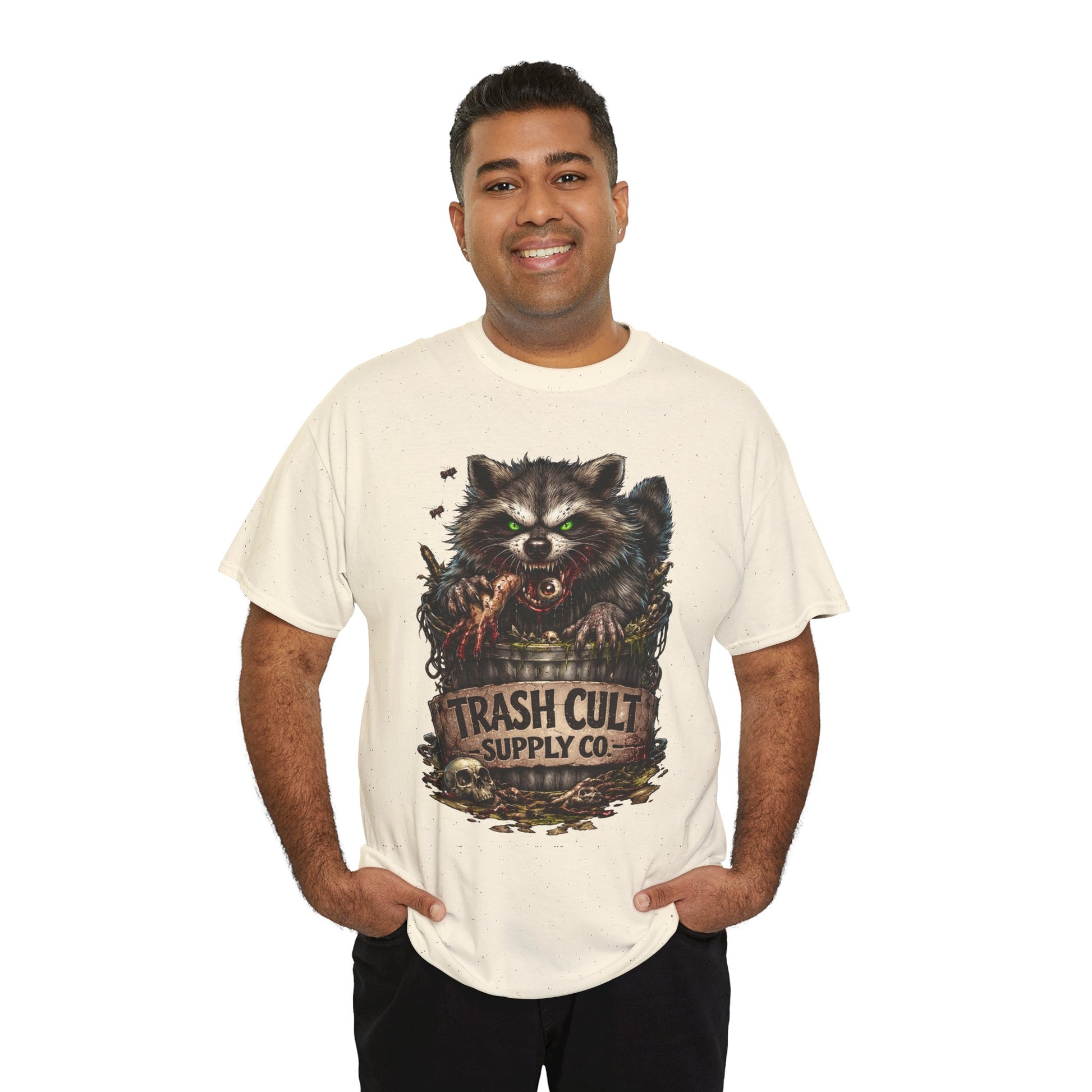 Raccoon 'Trash Cult Supply Co.' Graphic Tee — Vintage Grunge Animal Streetwear