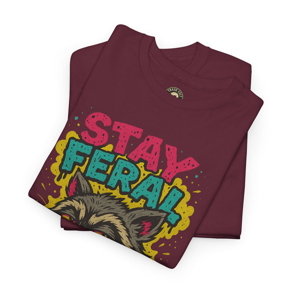 Stay Feral Raccoon Lowbrow Tee – Trash Cult Supply Co. | Gildan 5000