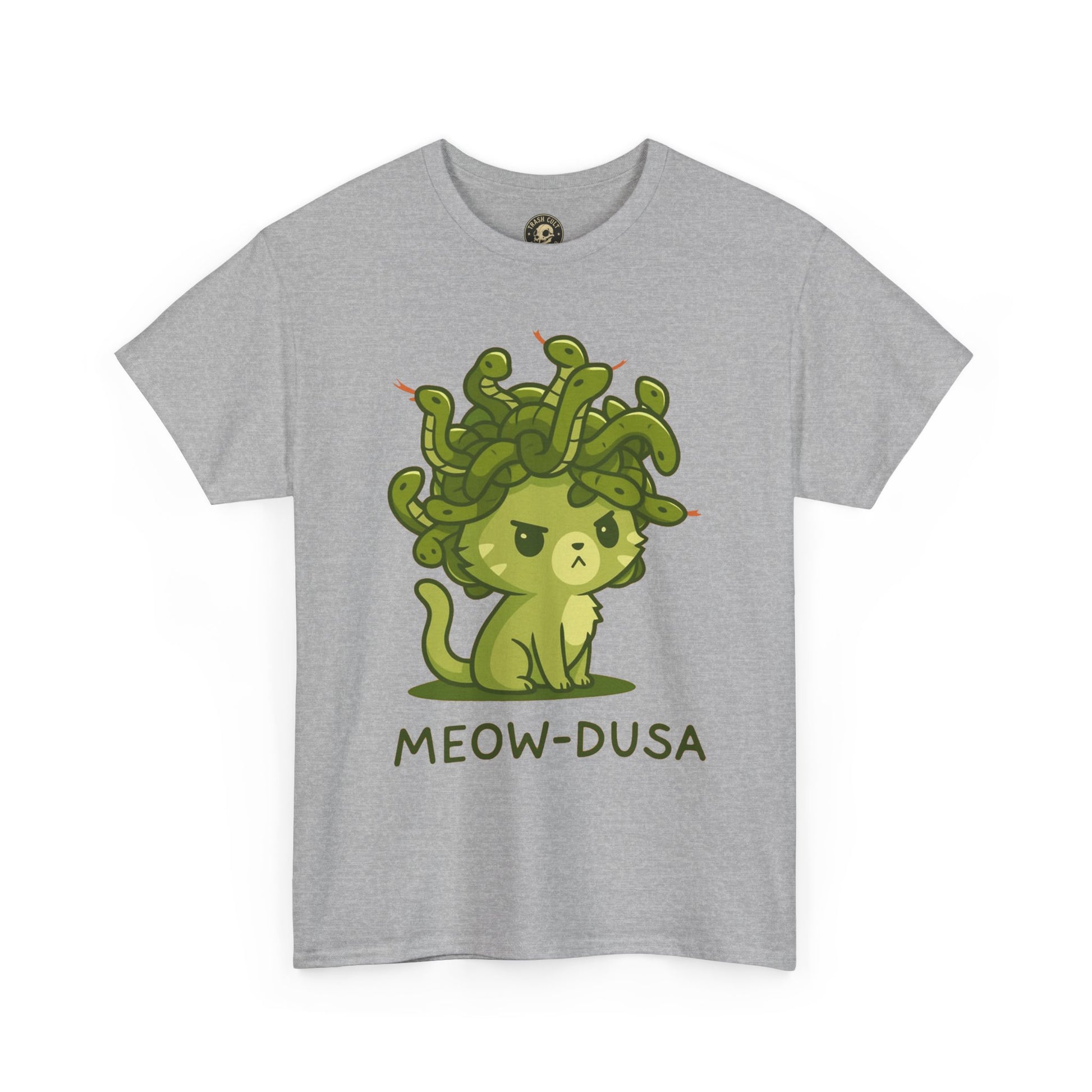 Meow-dusa Funny Cat Medusa T-Shirt – Gildan 5000 Heavy Cotton Tee