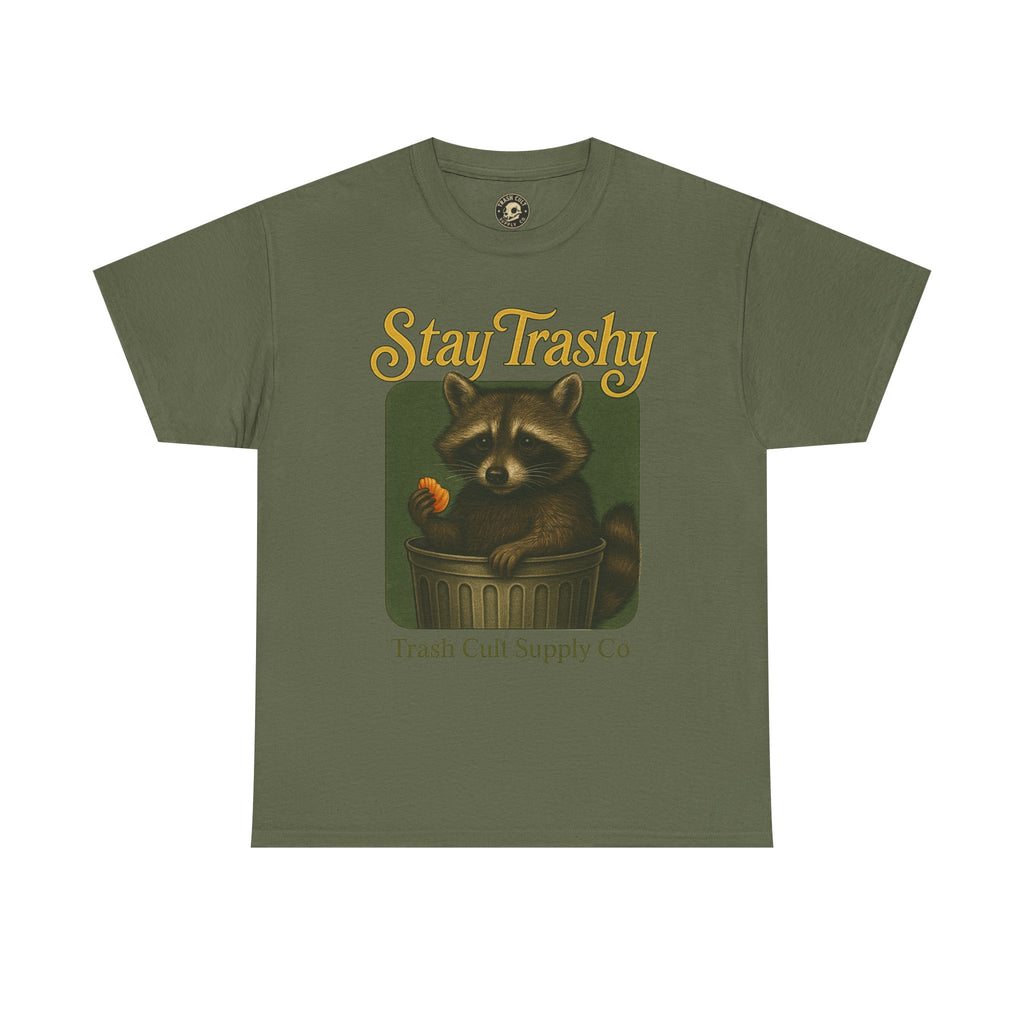 Stay Trashy Raccoon T-Shirt – Vintage-Style Cute Trash Panda | Trash Cult Supply Co | Gildan 5000