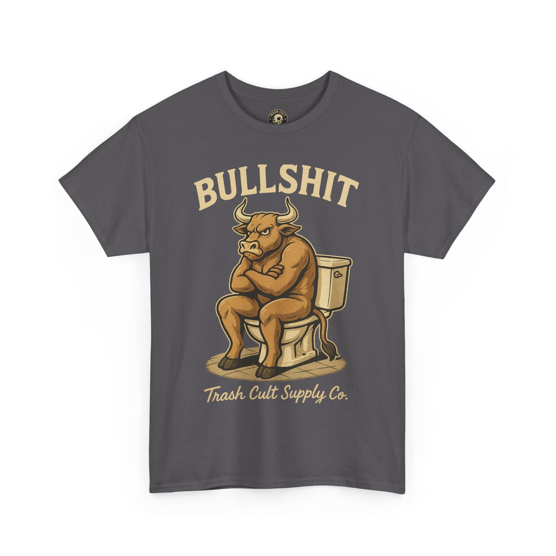 “BULLSHIT” Angry Bull Toilet Tee – Trash Cult Supply Co. | Gildan 5000 T-Shirt