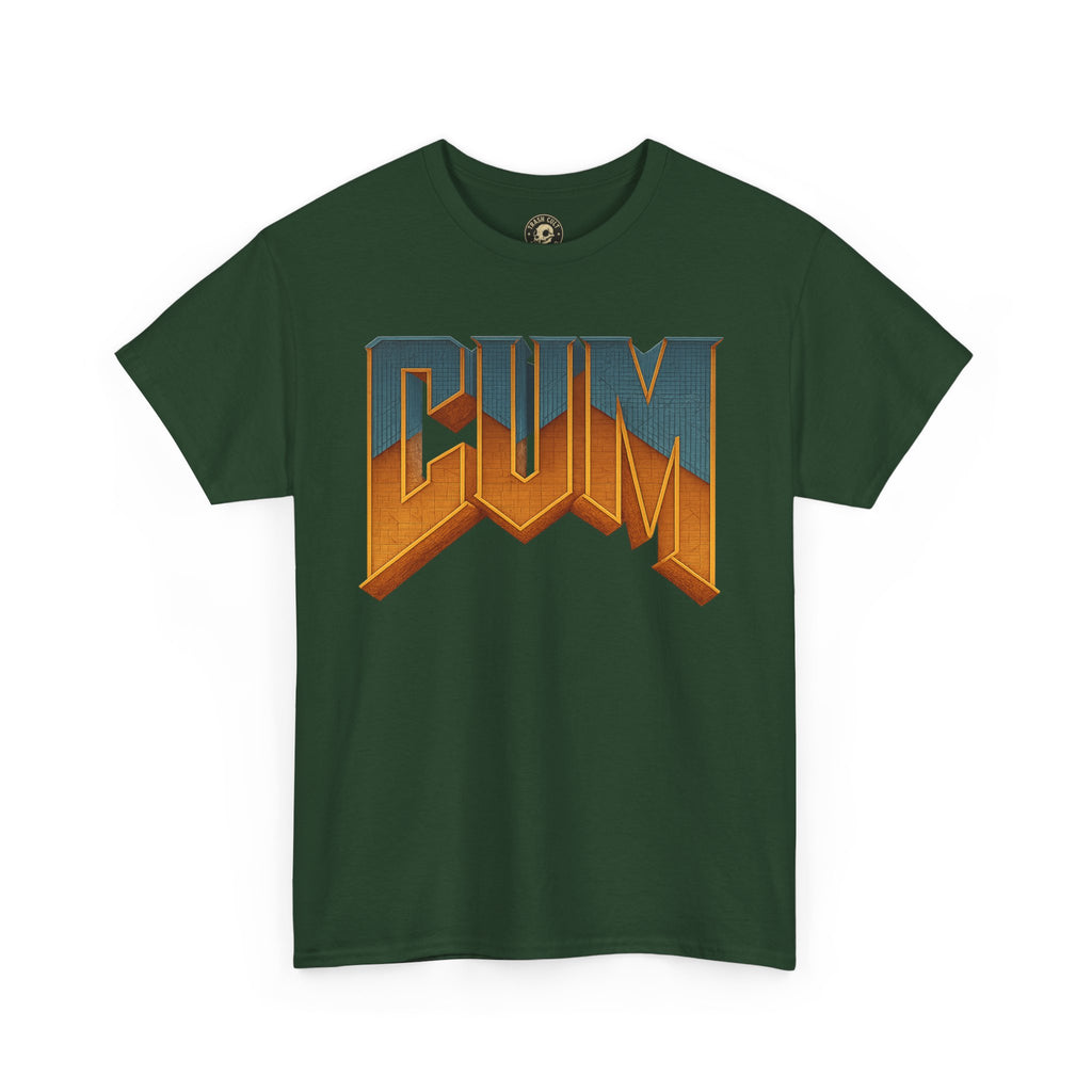 CUM Parody Metal Logo Shirt – Doom-Inspired Retro Gamer Tee on Gildan 5000