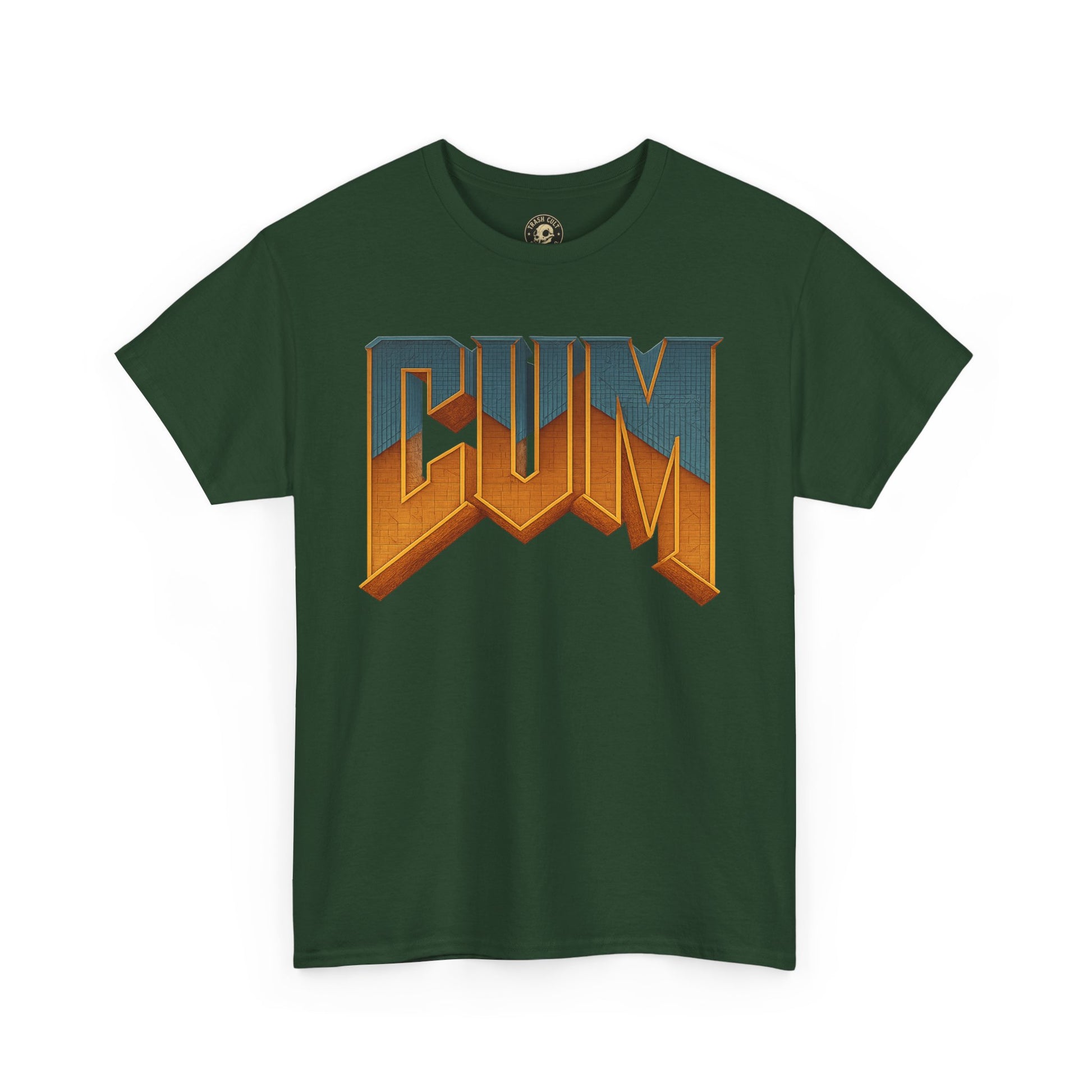 CUM Parody Metal Logo Shirt – Doom-Inspired Retro Gamer Tee on Gildan 5000