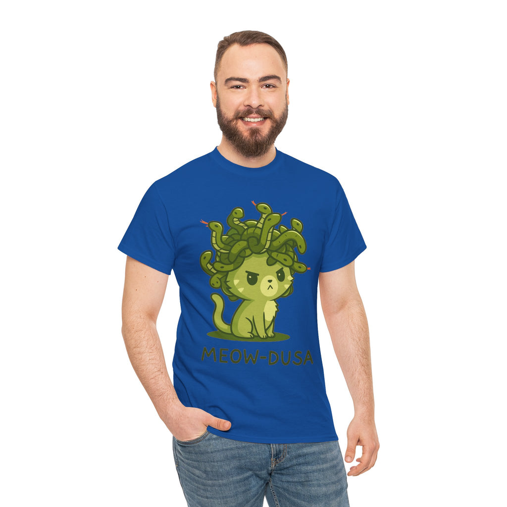 Meow-dusa Funny Cat Medusa T-Shirt – Gildan 5000 Heavy Cotton Tee
