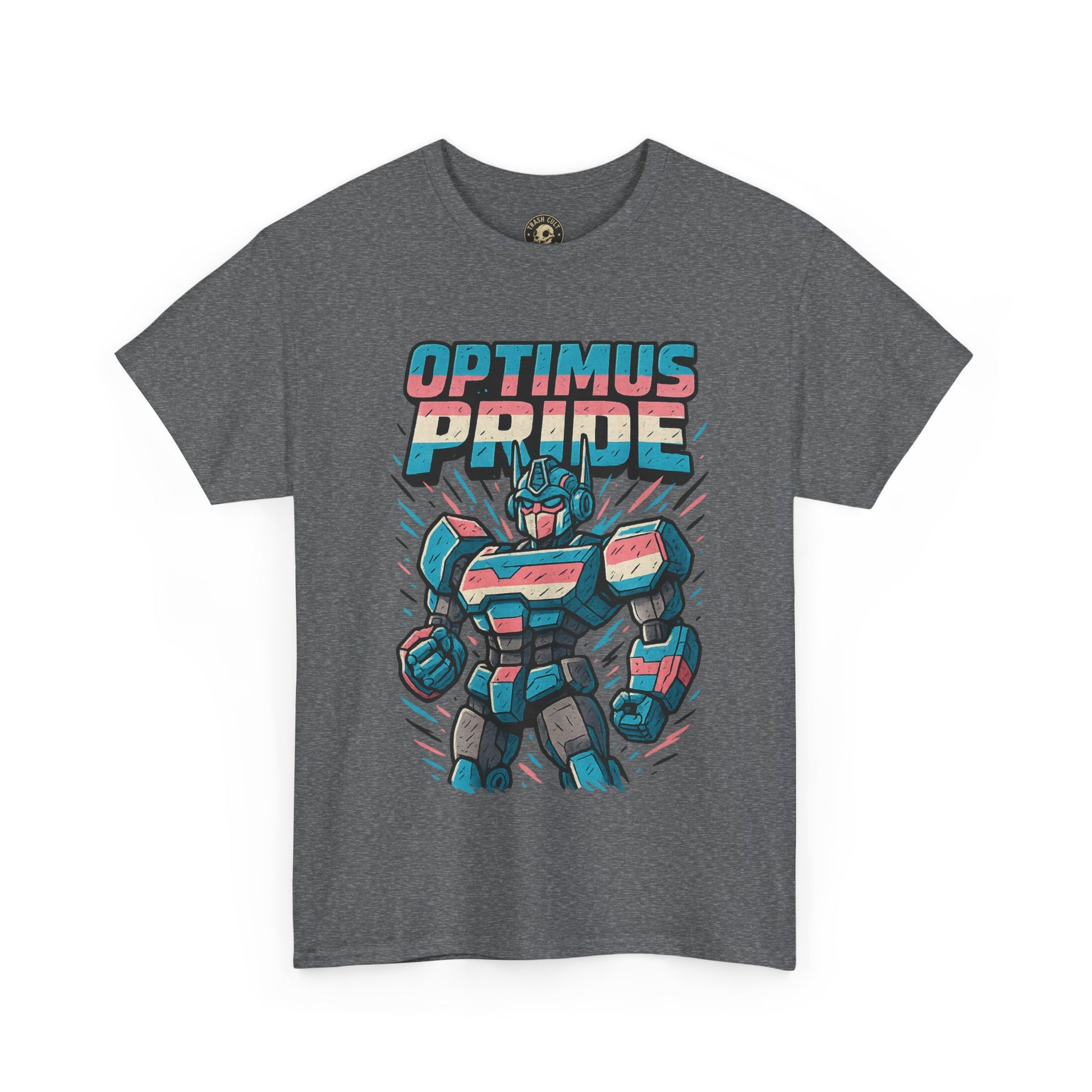 Optimus Pride T-Shirt – Funny Trans Mech LGBTQ+ Graphic Tee | Unisex Heavy Cotton Nerd Pride Shirt