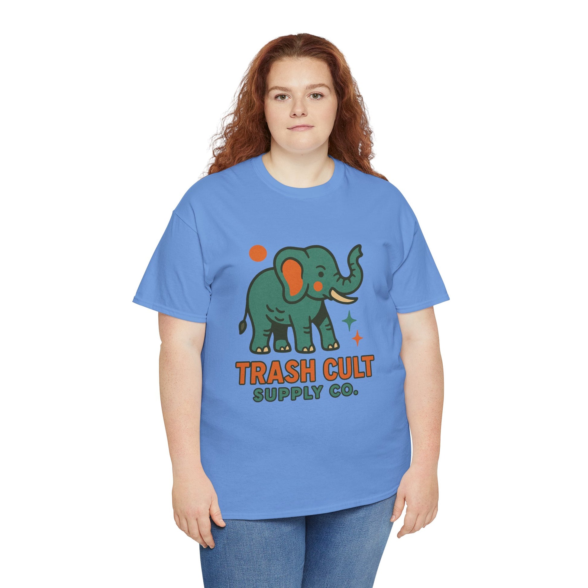 Trash Cult Elephant Unisex Heavy Cotton Tee, Eco-Friendly Shirt, Cool Casual Tee, Gift for Animal Lovers, Vintage Style T-Shirt