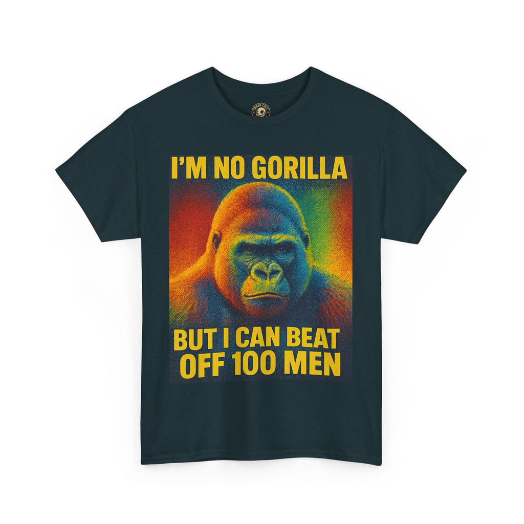 I’m No Gorilla But I Can Beat Off 100 Men Shirt – Multicolor Halftone Gorilla Tee on Gildan 5000