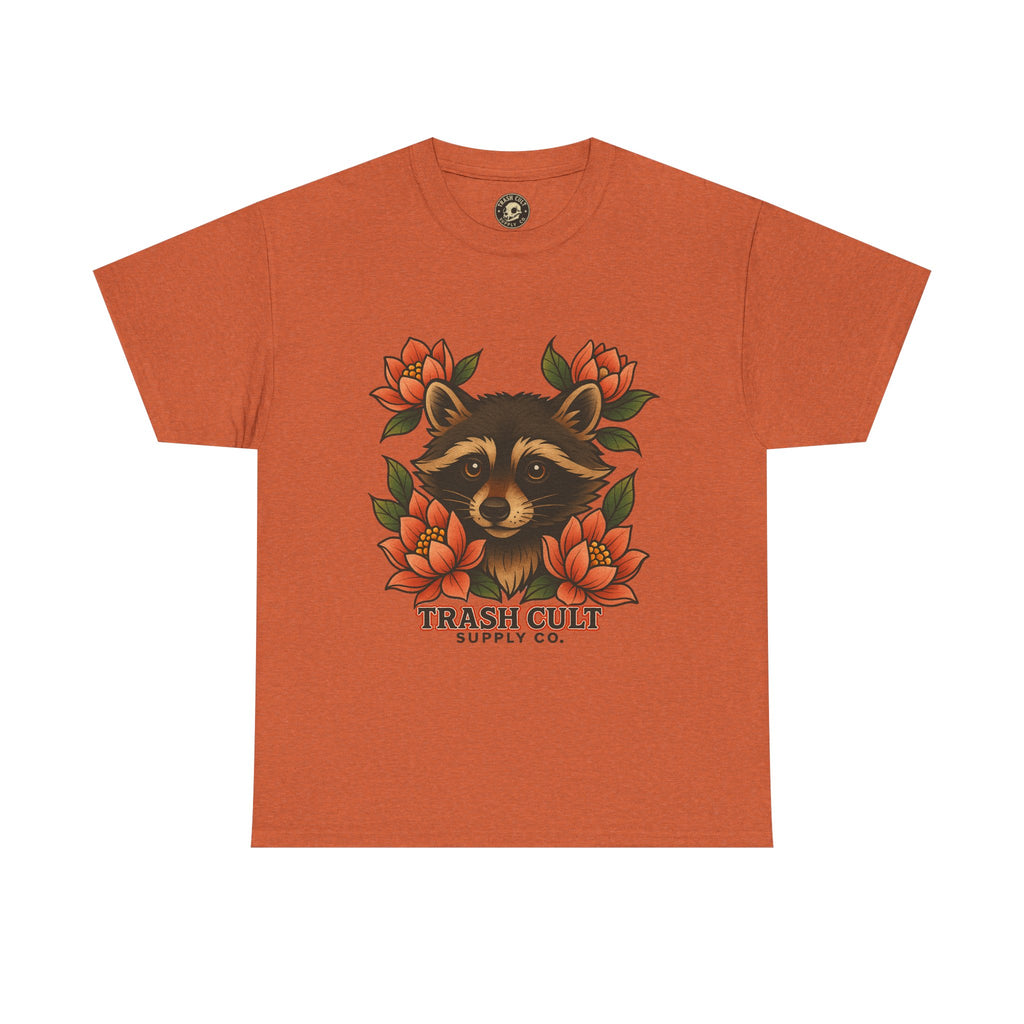 Neo-Traditional Raccoon & Lotus Tattoo Shirt – Trash Cult Supply Co. – Gildan 5000