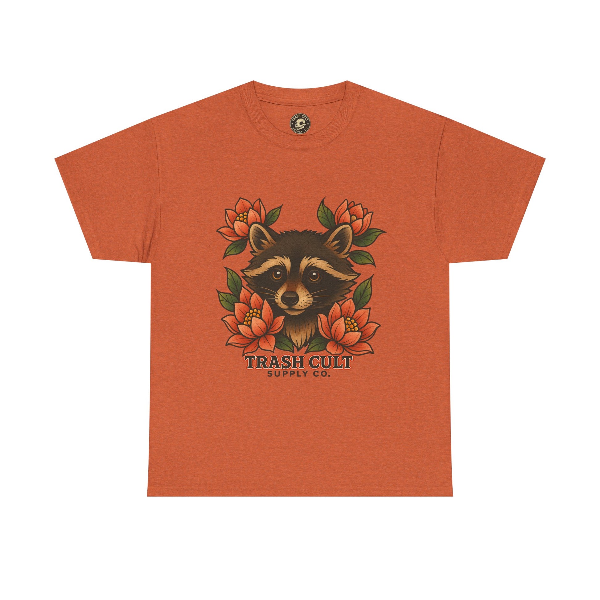 Neo-Traditional Raccoon & Lotus Tattoo Shirt – Trash Cult Supply Co. – Gildan 5000