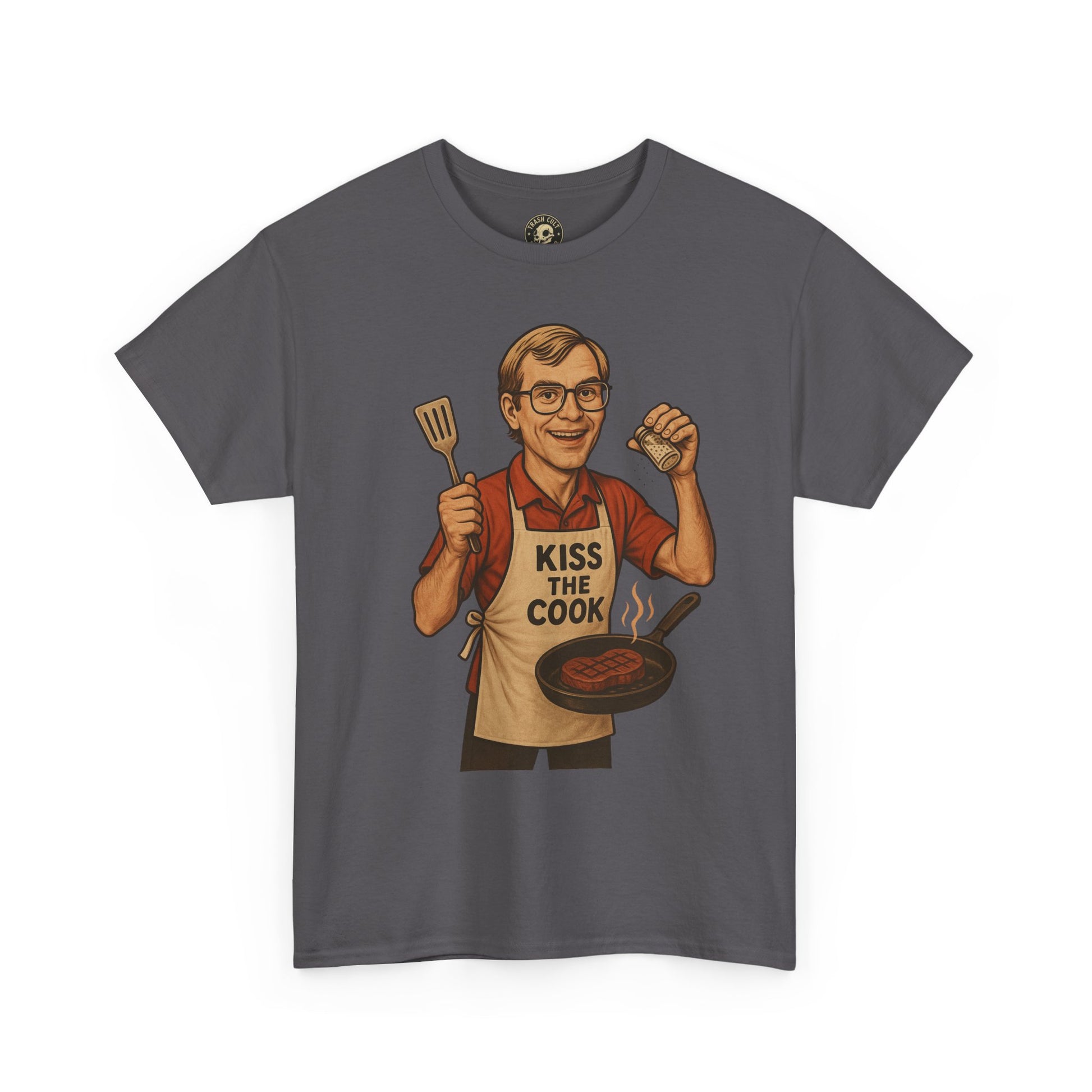 Kiss the Cook Dark Humor Chef Shirt – Creepy Retro Kitchen Parody