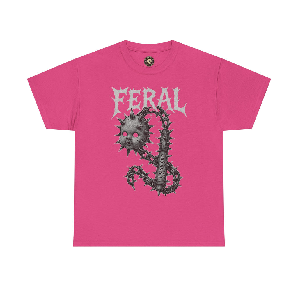 FERAL Spiked Doll Flail Tee – Halftone Gothic Weapon Shirt | Trash Cult Supply Co. | Gildan 5000