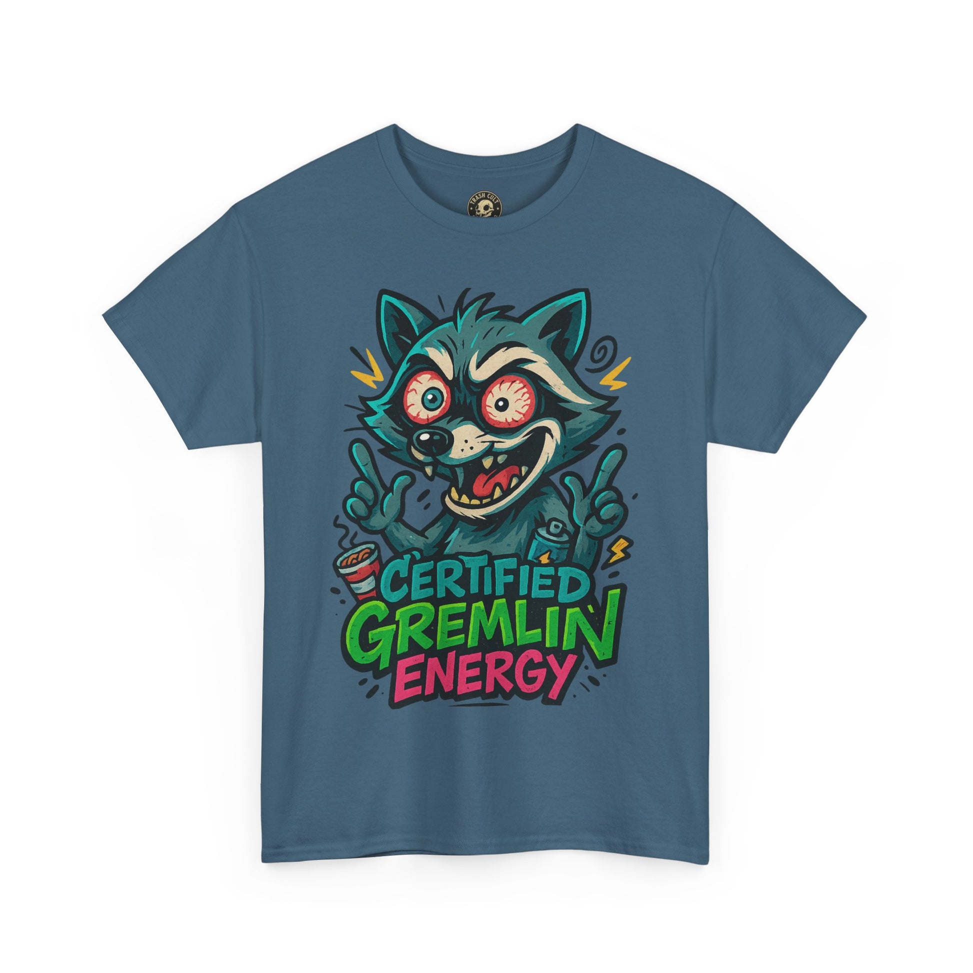 Certified Gremlin Energy Tee – ADHD Raccoon Shirt, Funny Unisex T-Shirt, Graffiti Style Gift for Goblins & Night Owls