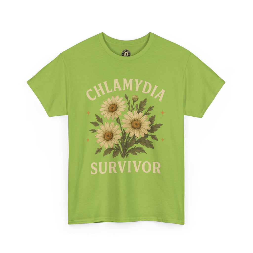 Chlamydia Survivor Vintage Floral Tee – Funny Bold Statement Shirt – Gildan 5000 Unisex Heavy Cotton