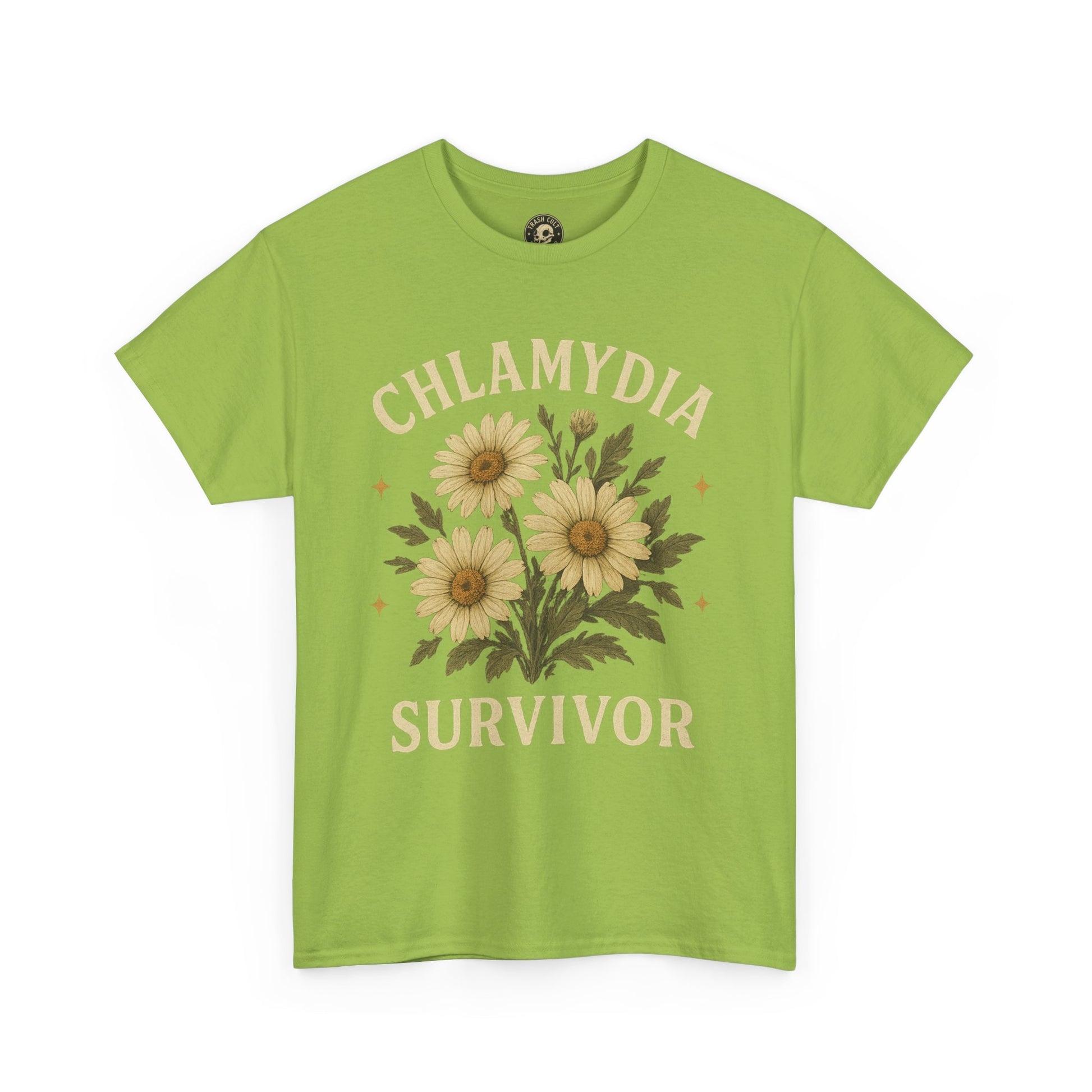 Chlamydia Survivor Vintage Floral Tee – Funny Bold Statement Shirt – Gildan 5000 Unisex Heavy Cotton
