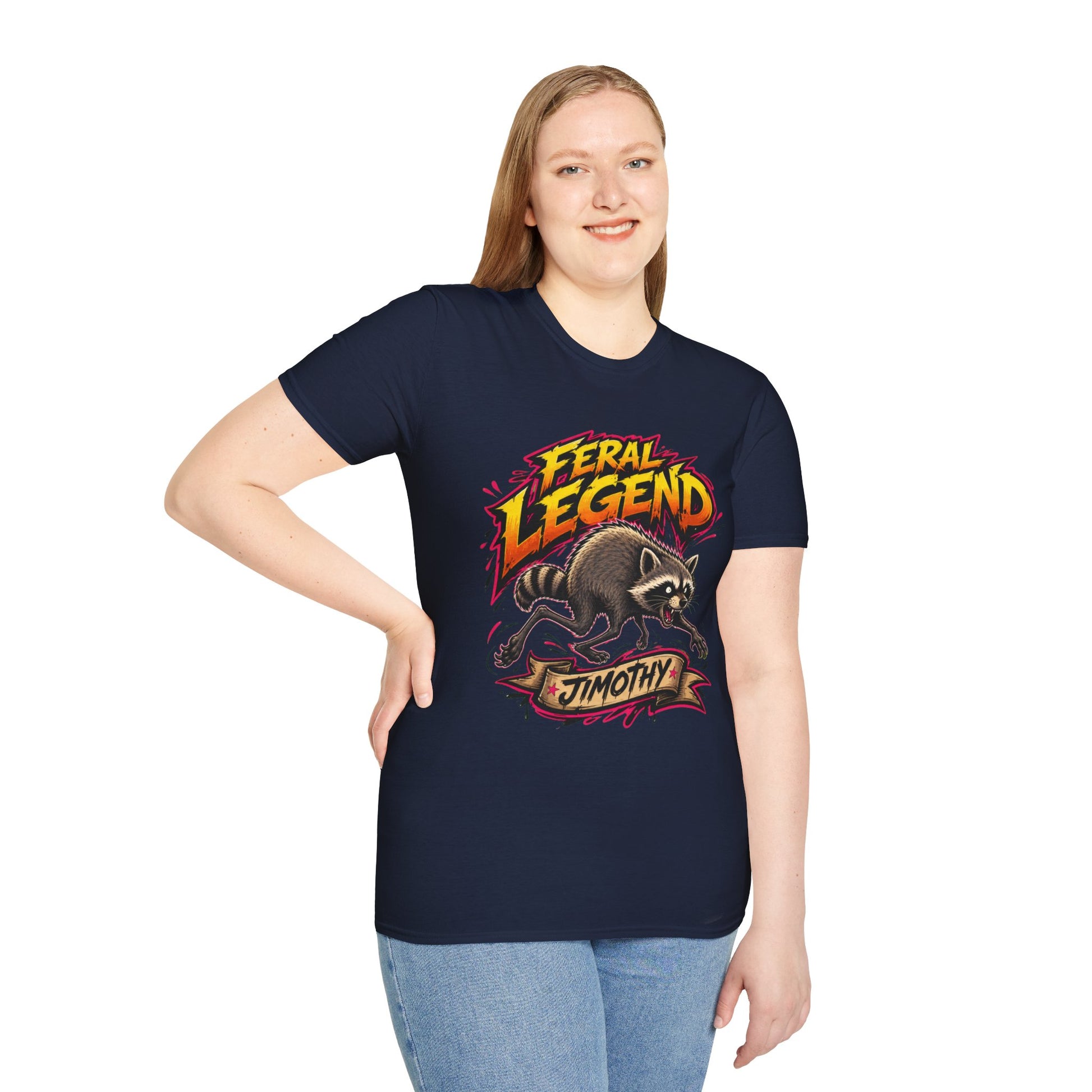 Feral Legend Raccoon Jimothy T-Shirt — Bold Graphic Tee