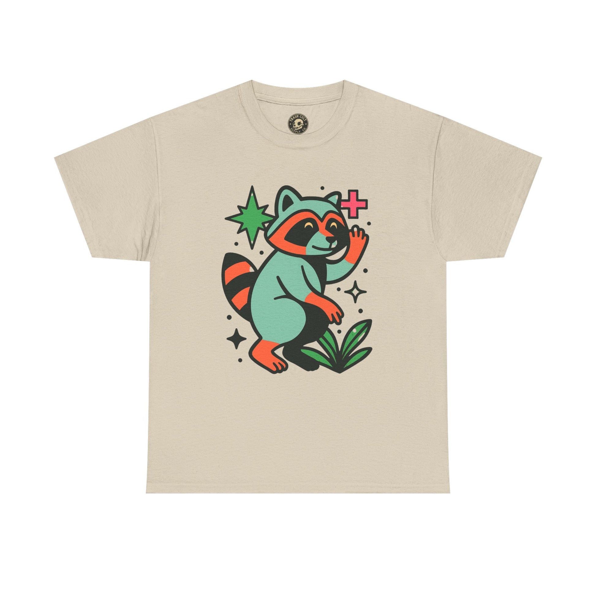 Playful Raccoon Unisex Heavy Cotton Tee | Cute Animal Shirt for Nature Lovers, Graphic Tee, Gift for Kids, Casual Wear, Eco-Friendly
